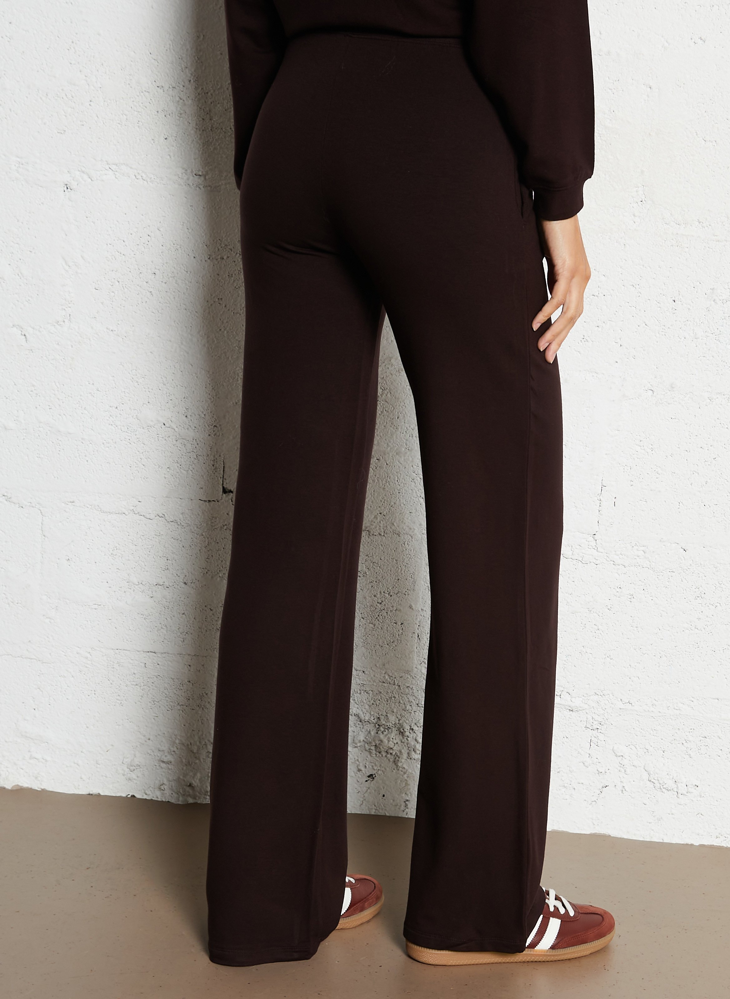 Pantalon droit stretch uni MAJESTIC FILATURES Prune