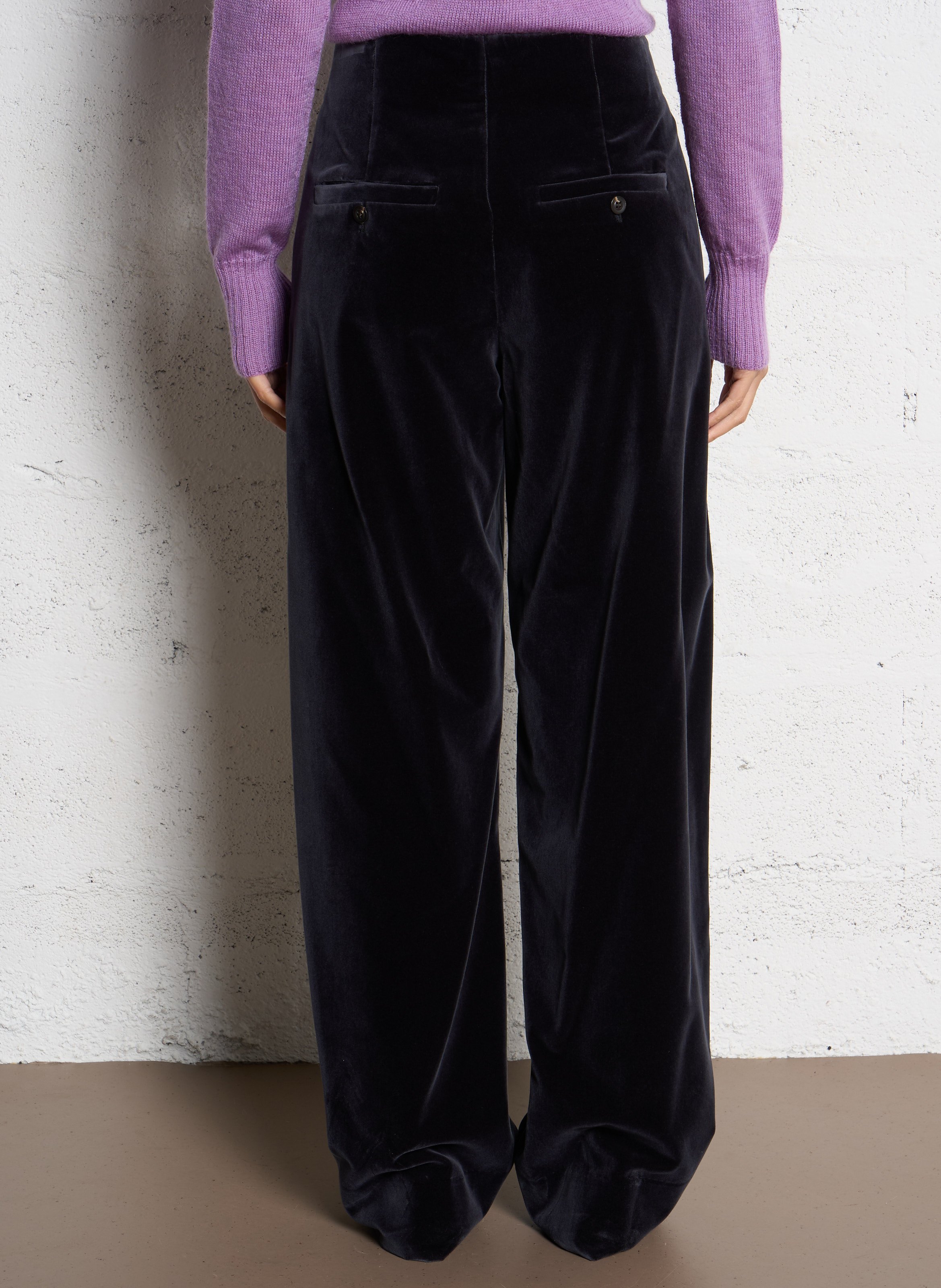 Wide-leg cotton velvet pants SOEUR Grey