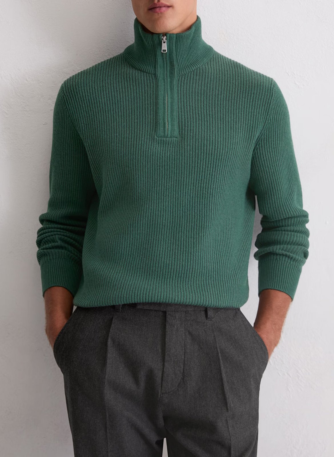 Pull droit col montant en coton mélangé MARC O'POLO Vert