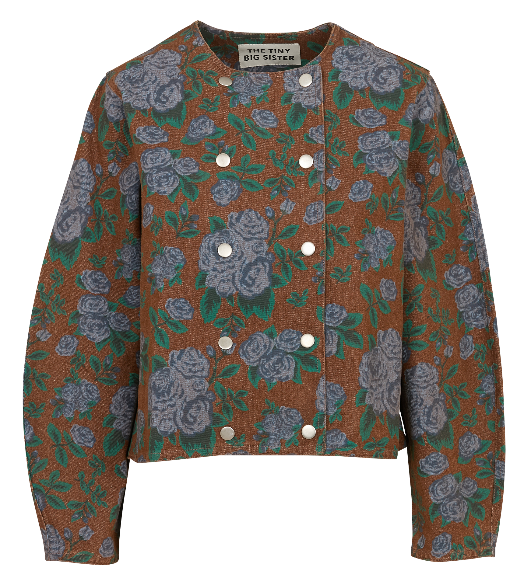 Short oversized coat in blended cotton. THE TINY BIG SISTER Brown