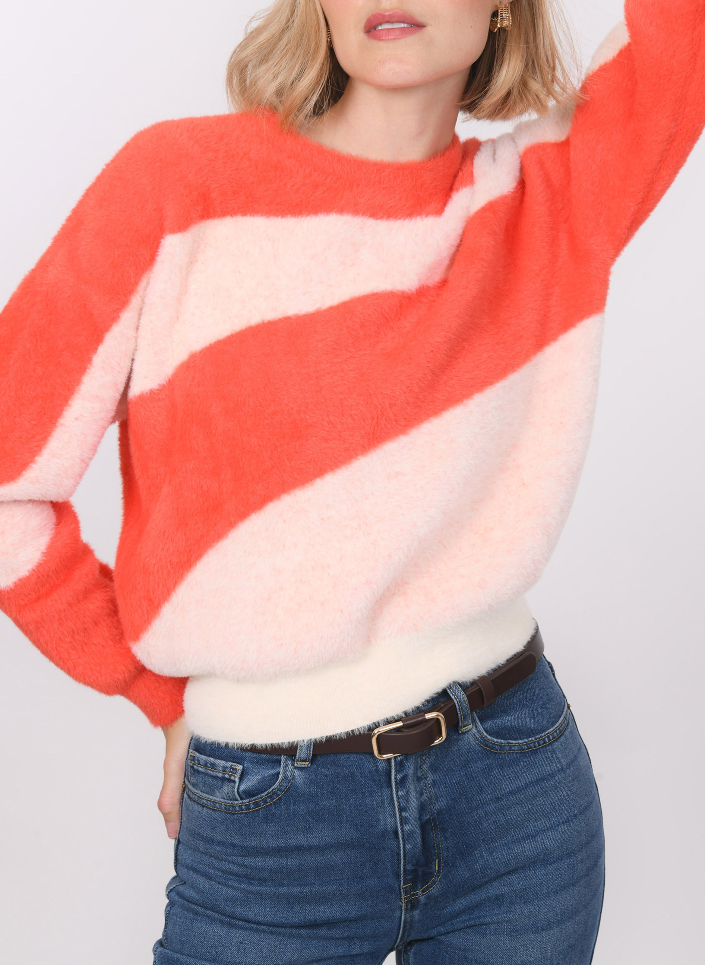 Rundhalsausschnitt-Flauschpullover KOOKAI Orange