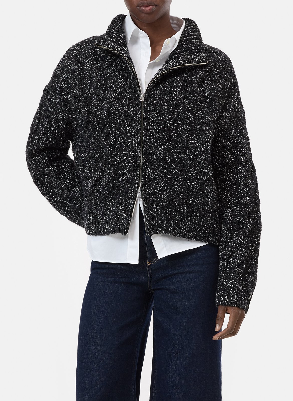 Gilet col rond en laine et en coton mélangé CLOSED Gris