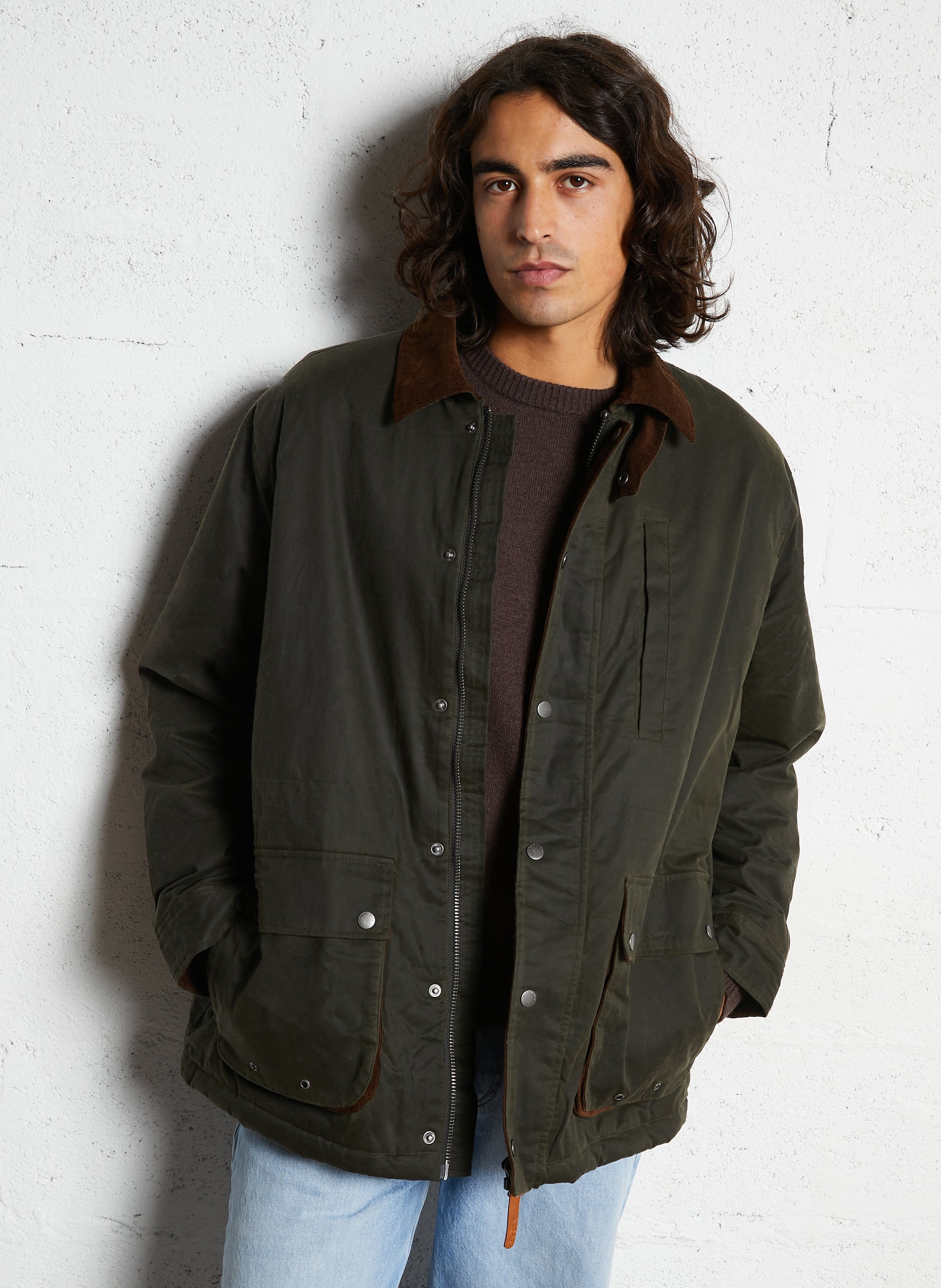 Solid straight parka with high collar PEPE JEANS Green