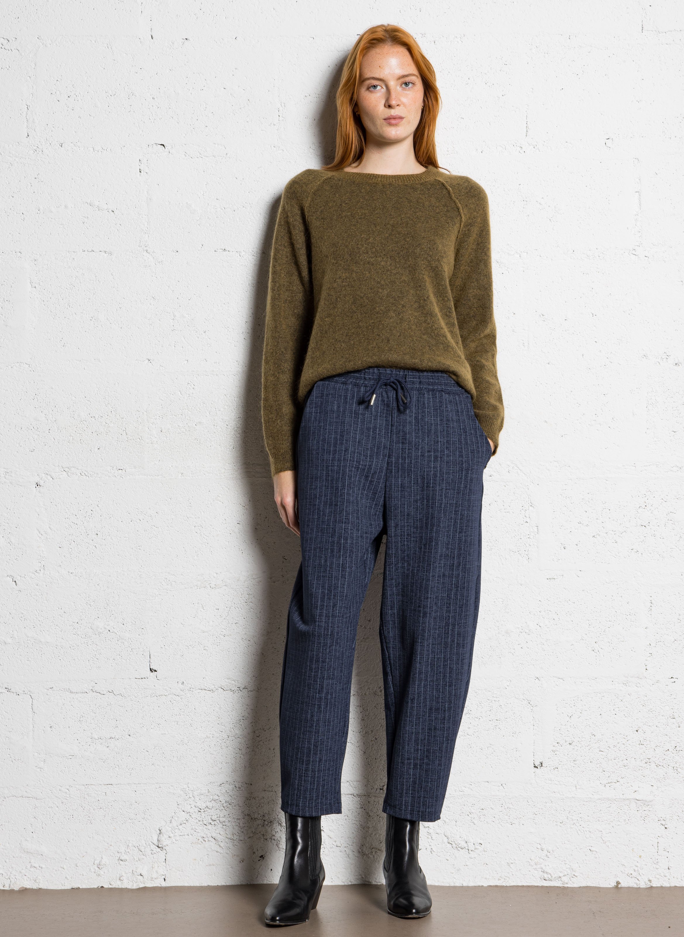 Gerade geschnittener Pullover aus Wollmix mit Rundhalsausschnitt SUD EXPRESS Grun