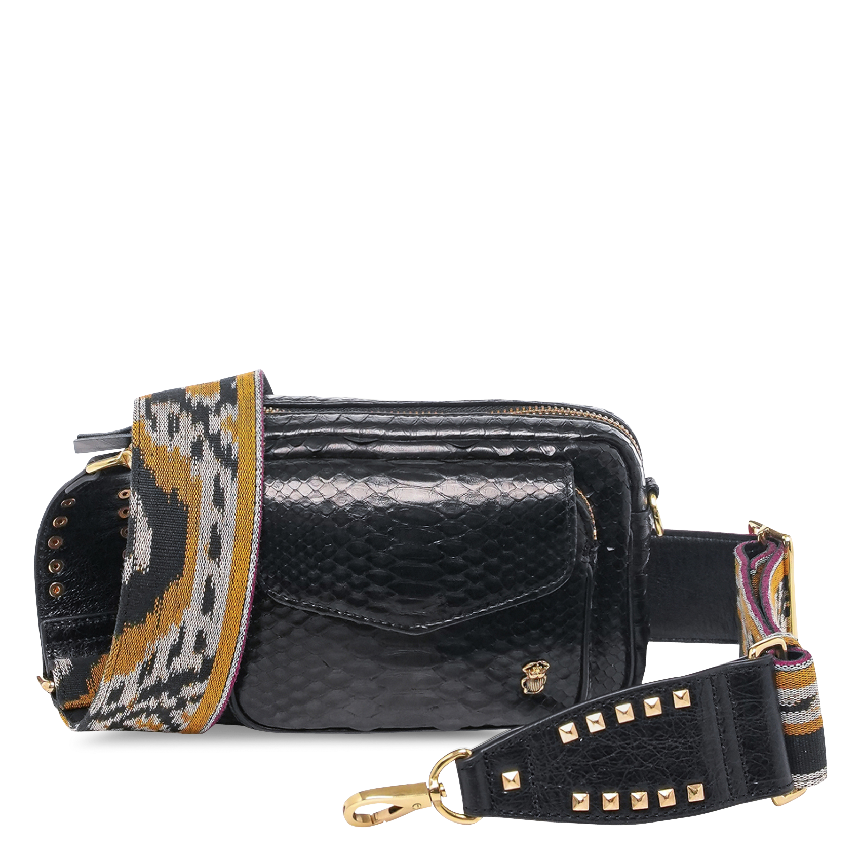 Sac bandoulière en python CLARIS VIROT Noir