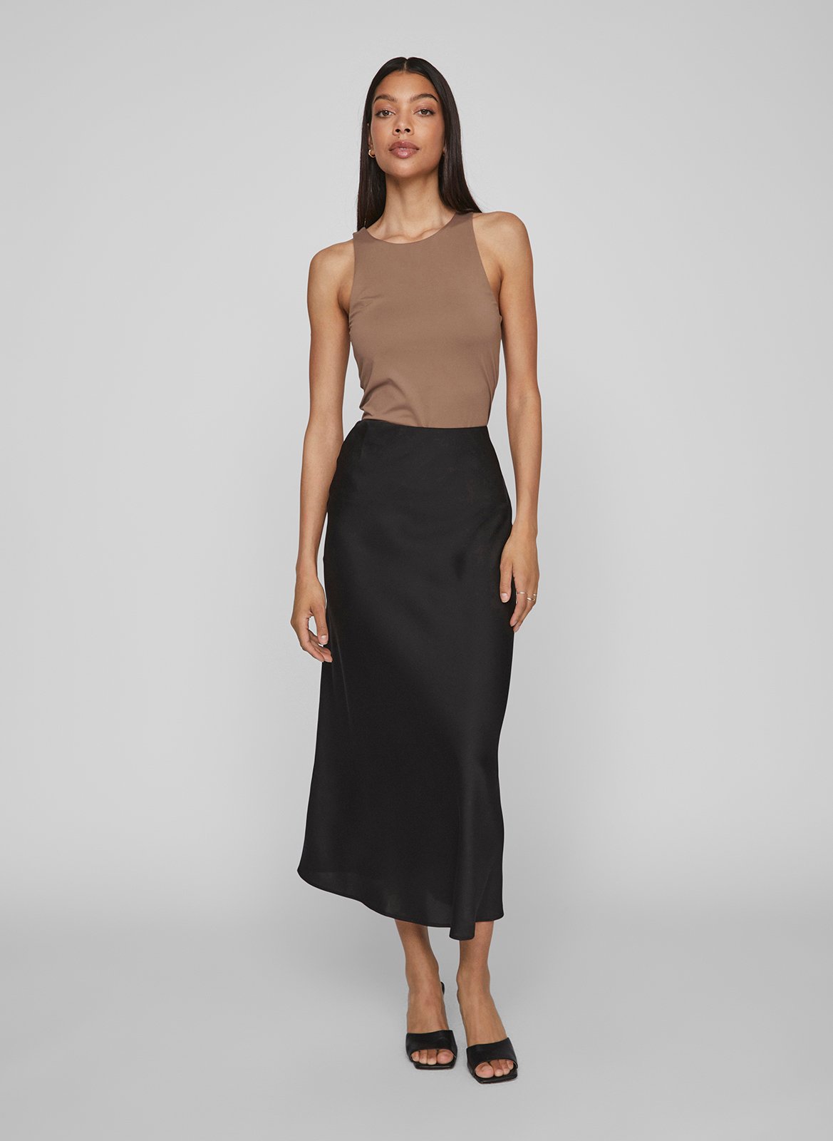 Long high-waisted flared skirt VILA Black