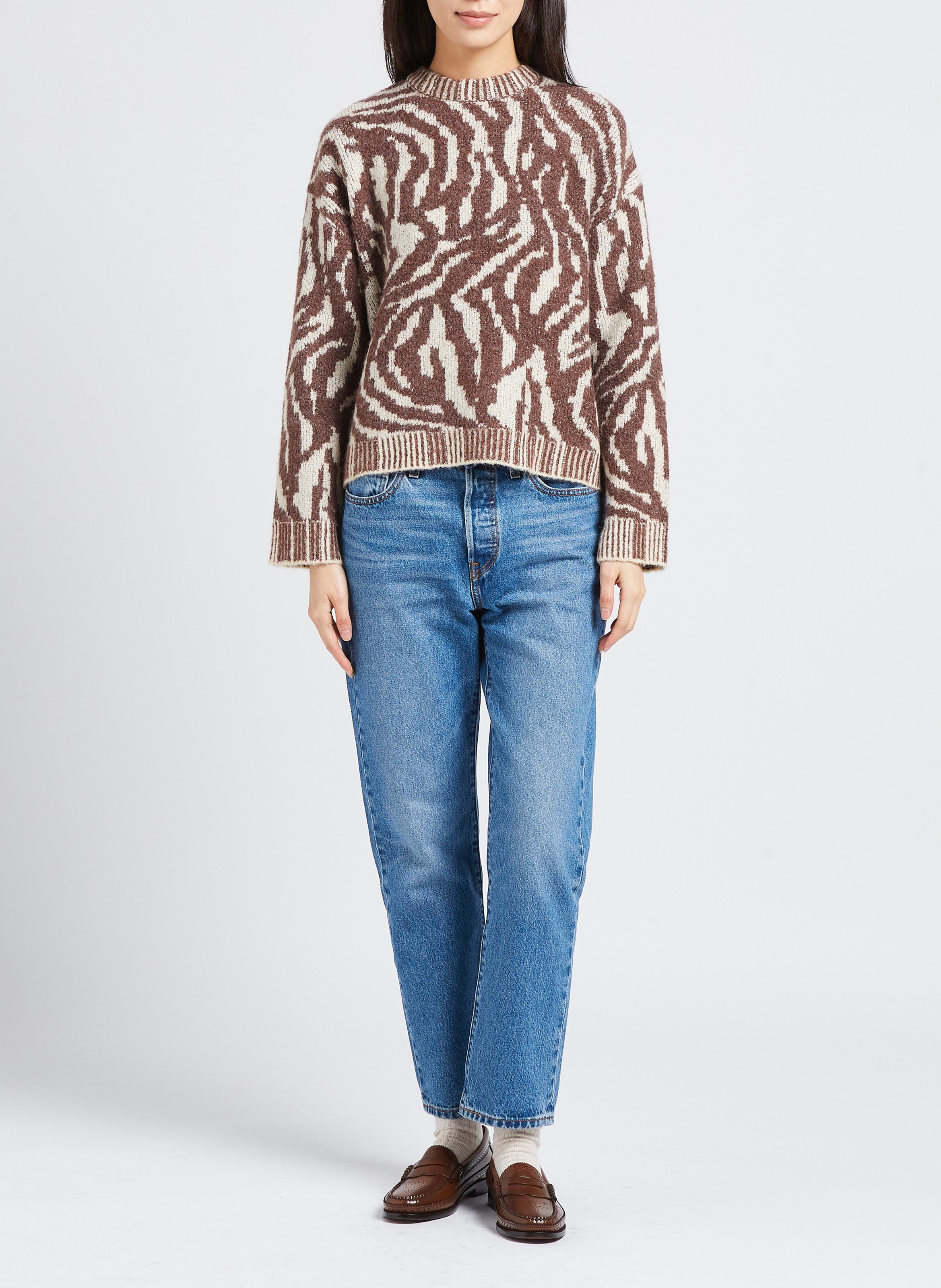 Pull ample à col montant OBJECT Marron