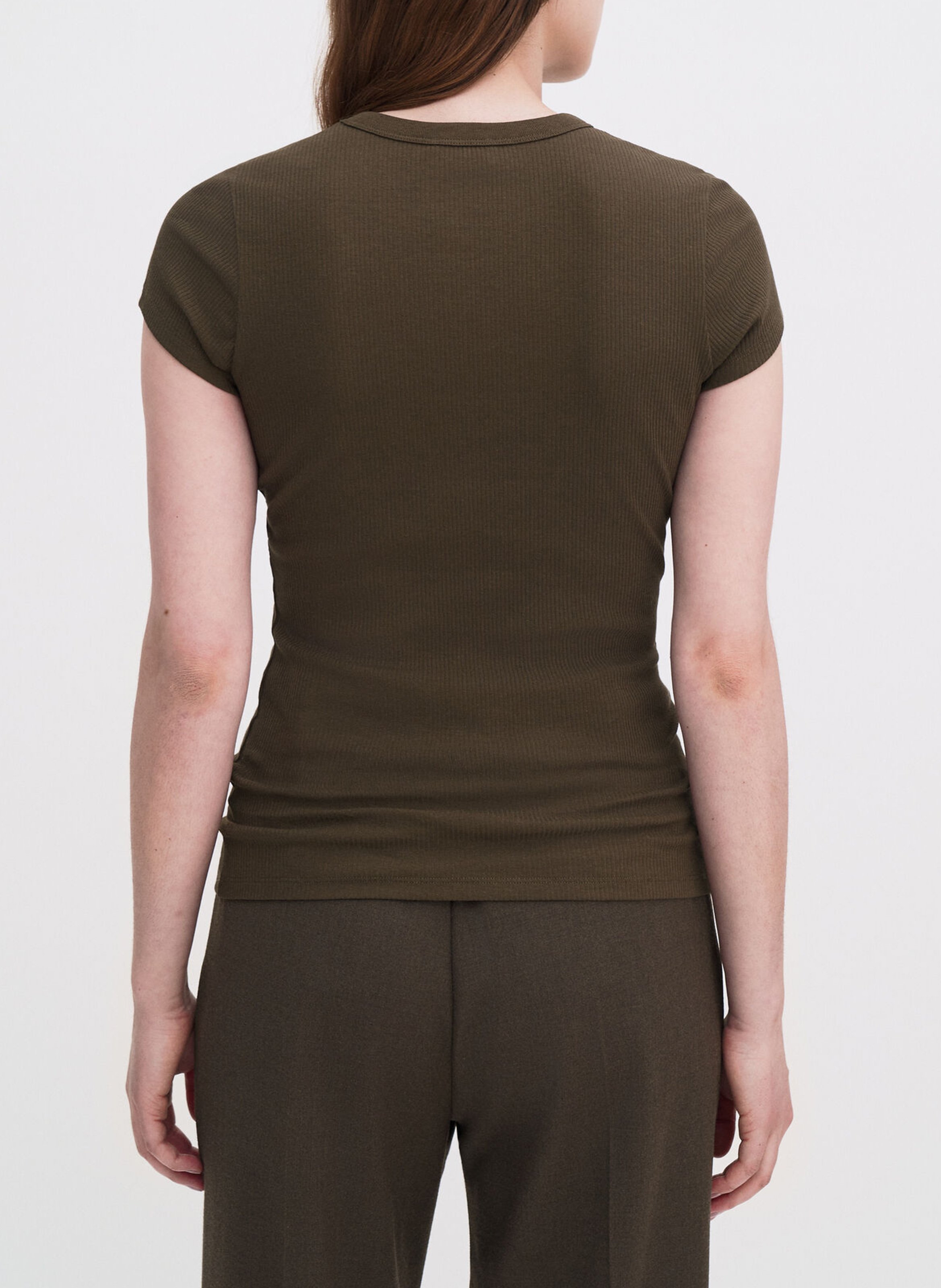 T-shirt moulant en coton bio mélangé FILIPPA K Marron