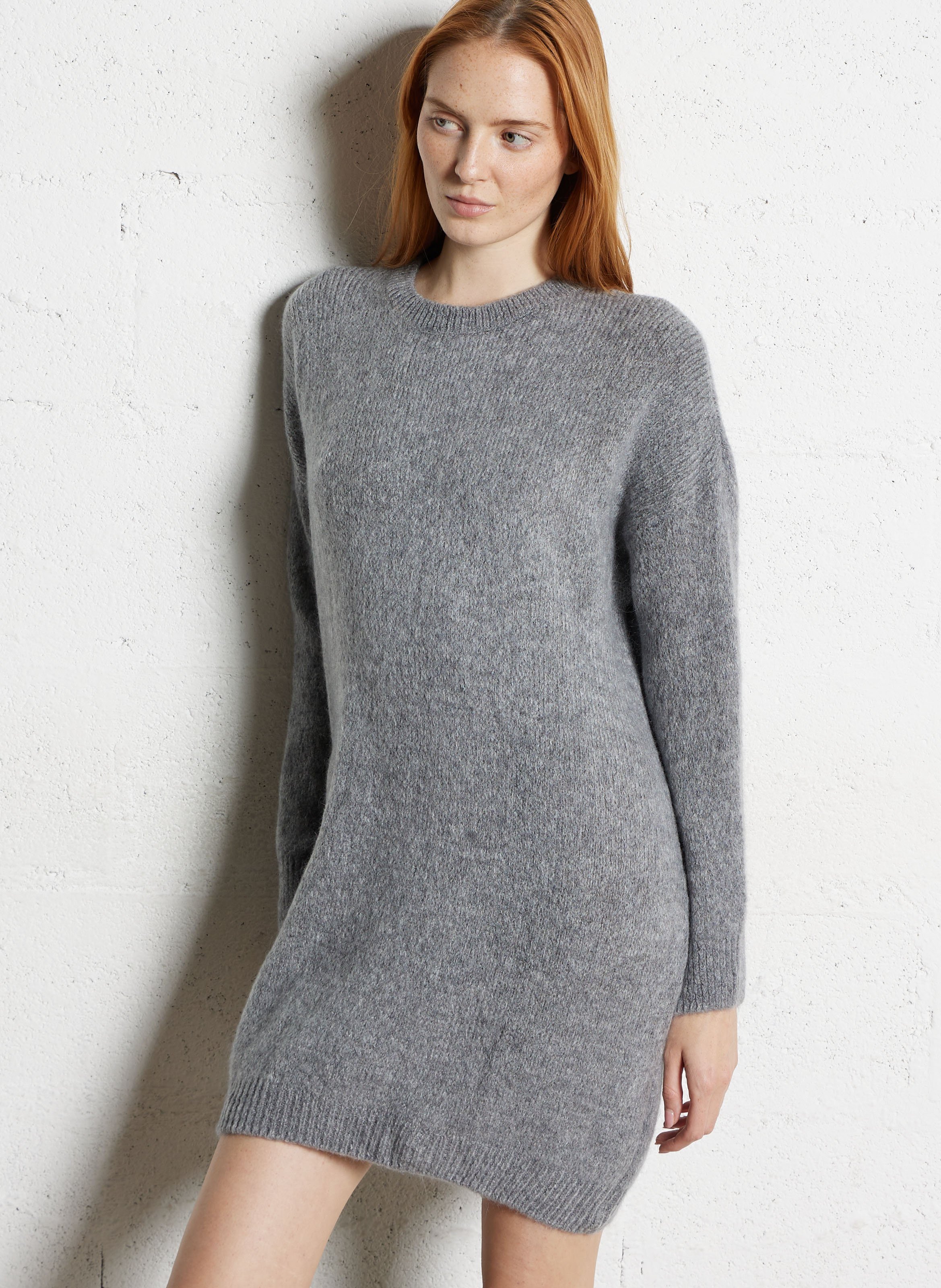 Jurk in rechte gebreide stof met ronde hals LA PETITE ETOILE Grijs