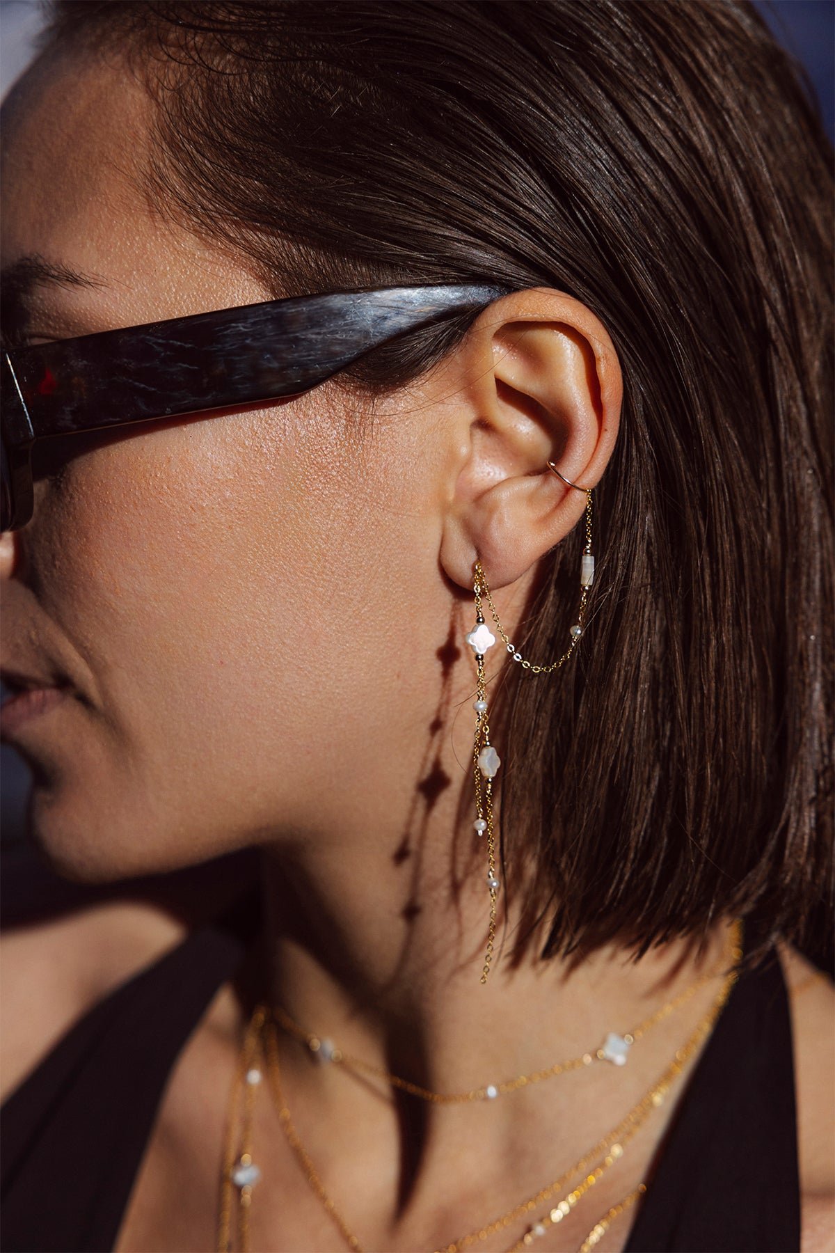 Star ear cuff - mother of pearl YAY Golden