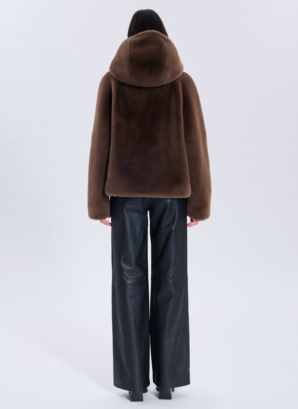High neck coat with faux fur effect ZAPA Beige
