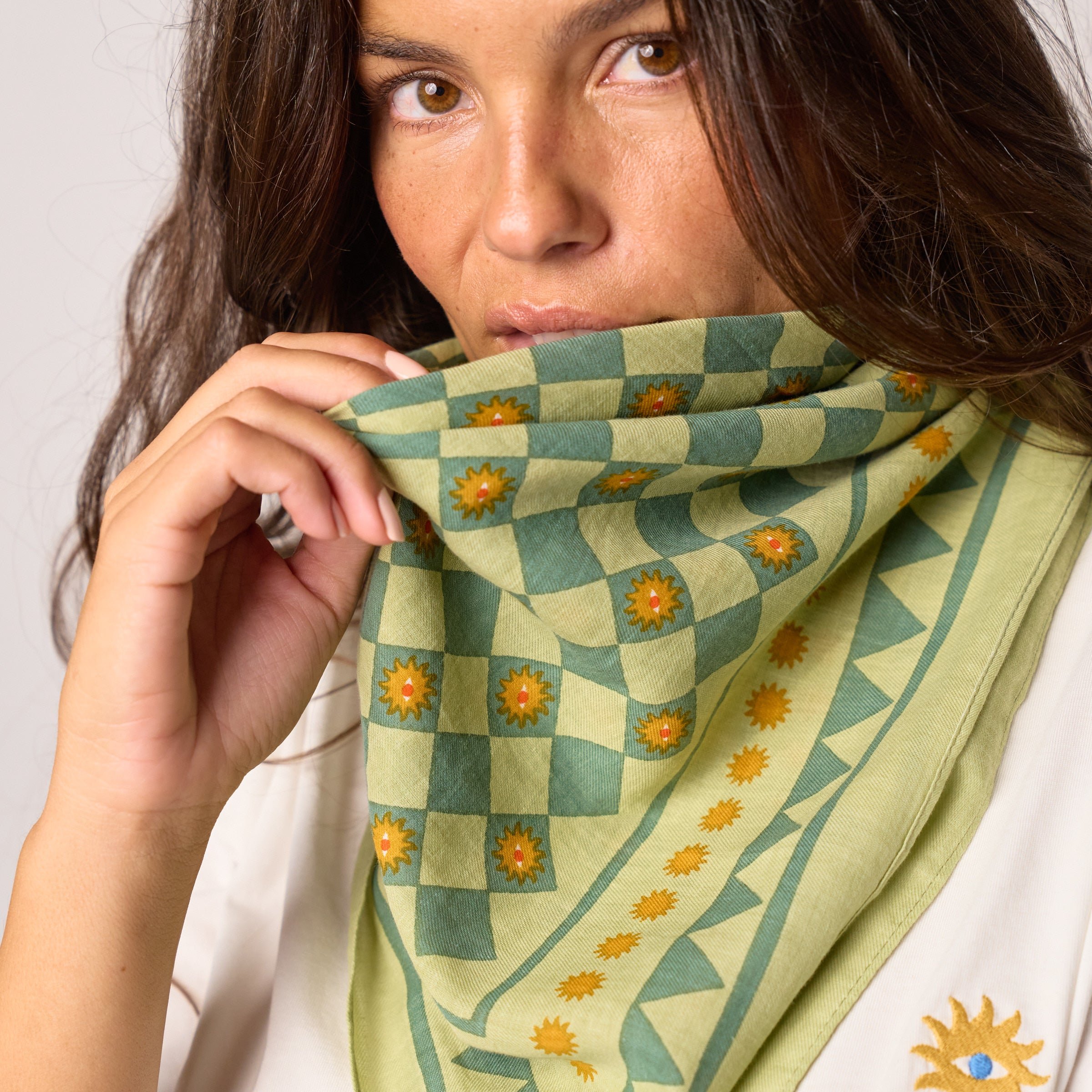 Small organic cotton Romanesque scarf BILLYBELT Green