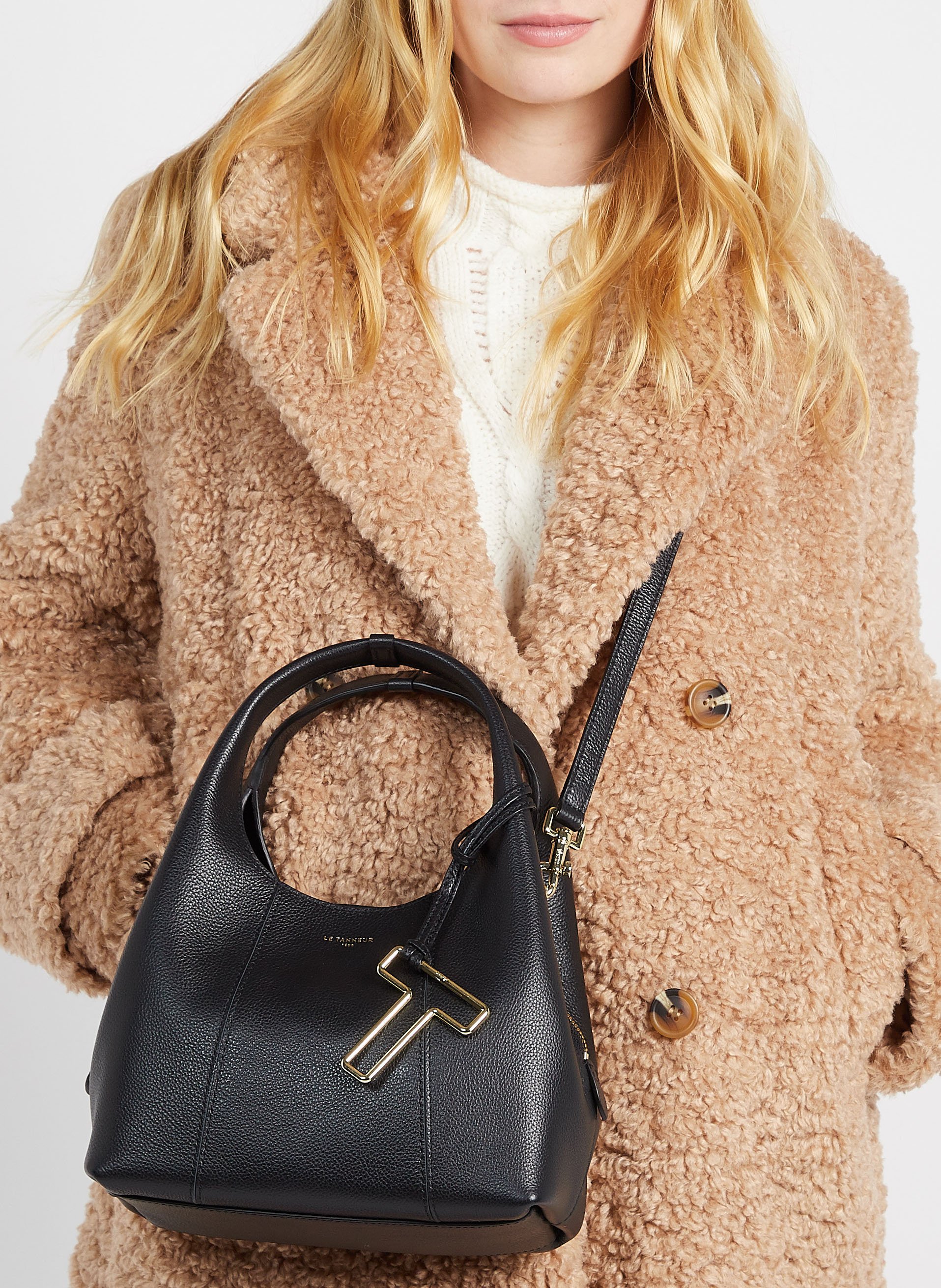 Sac bandoulière en cuir grainé  LE TANNEUR Noir