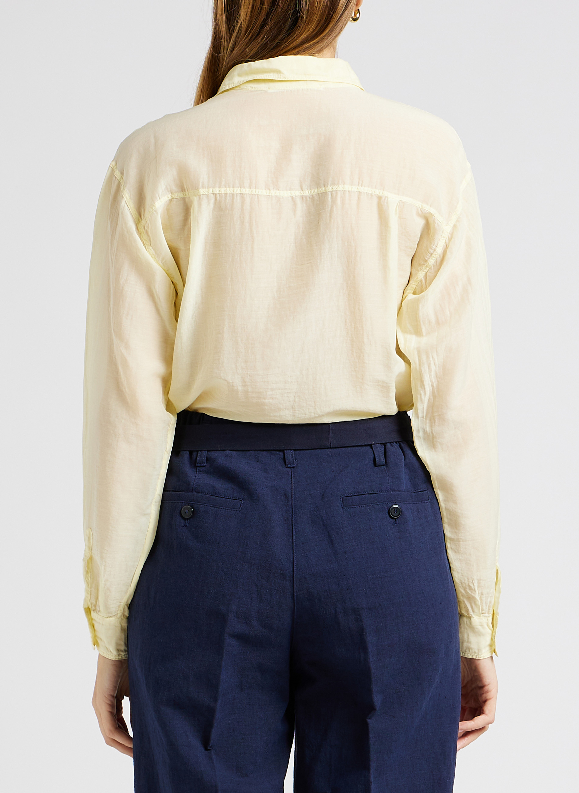 Ruimvallende blouse | katoenblend POMANDERE Geel