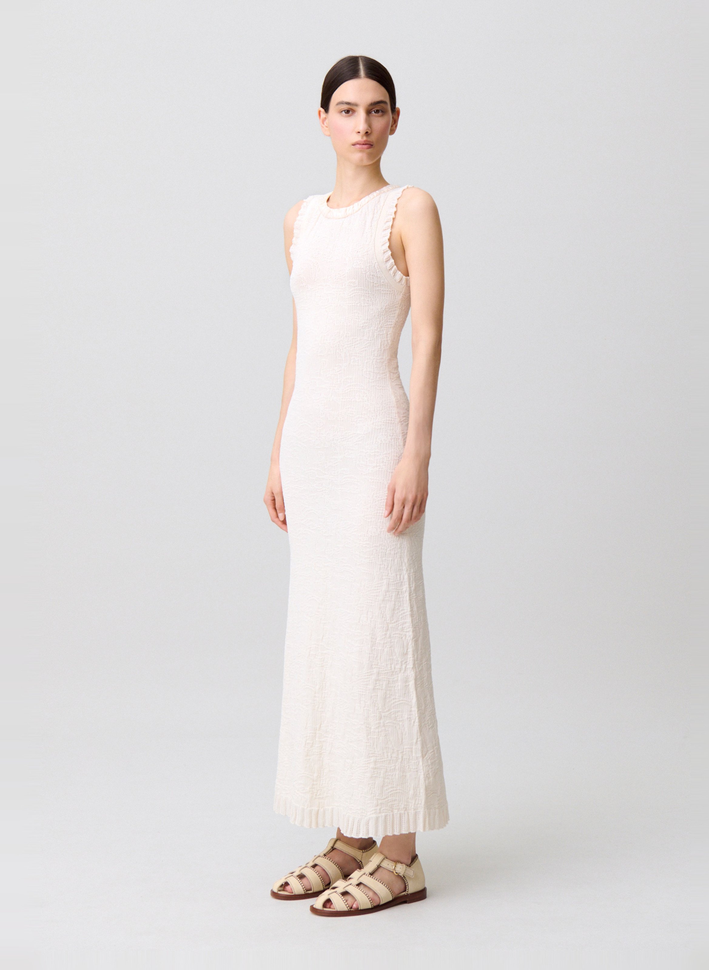 Midikleid mit Rundhalsausschnitt CLAUDIE PIERLOT Beige