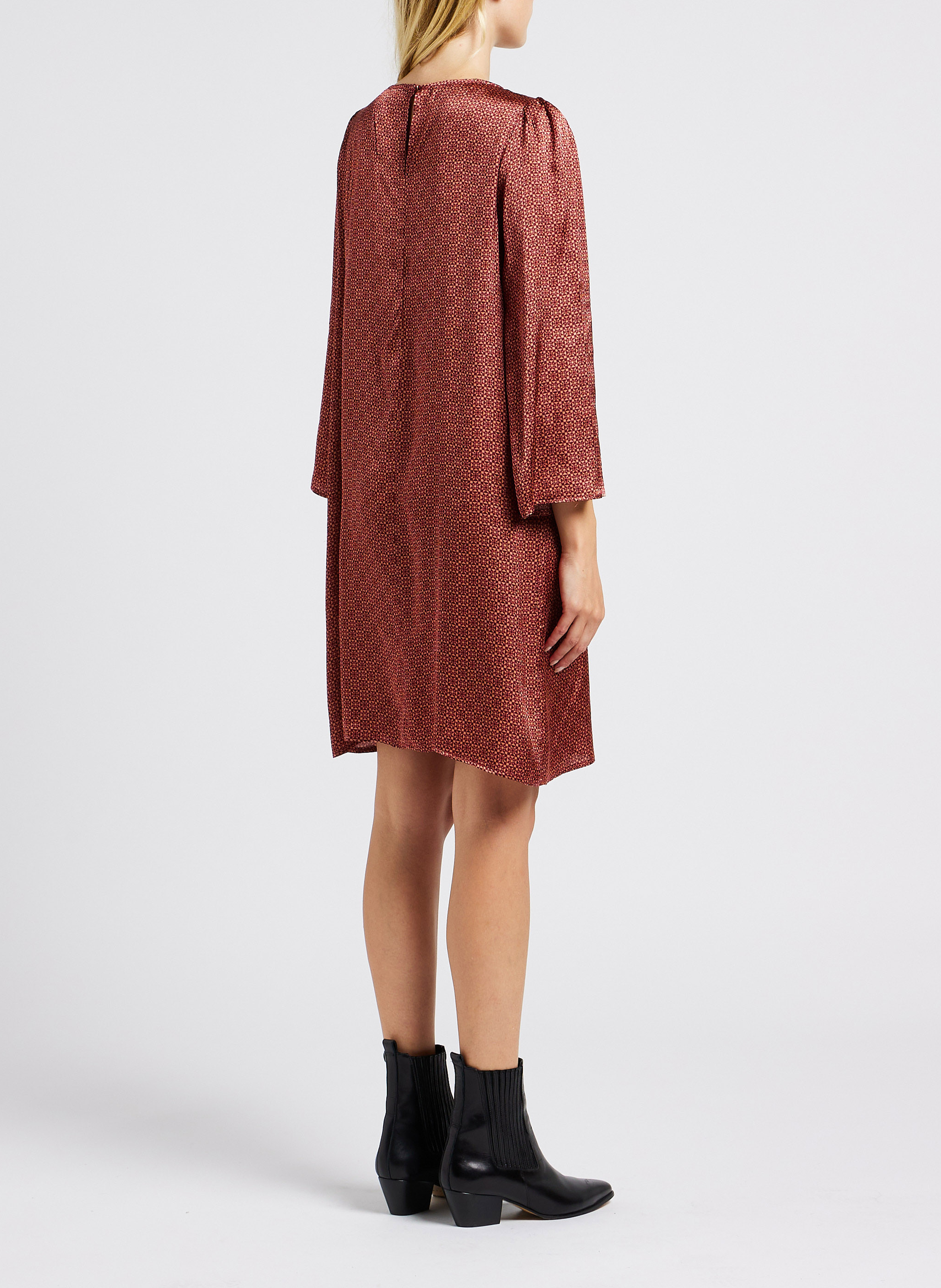 Robe col rond imprimée GRACE ET MILA Marron