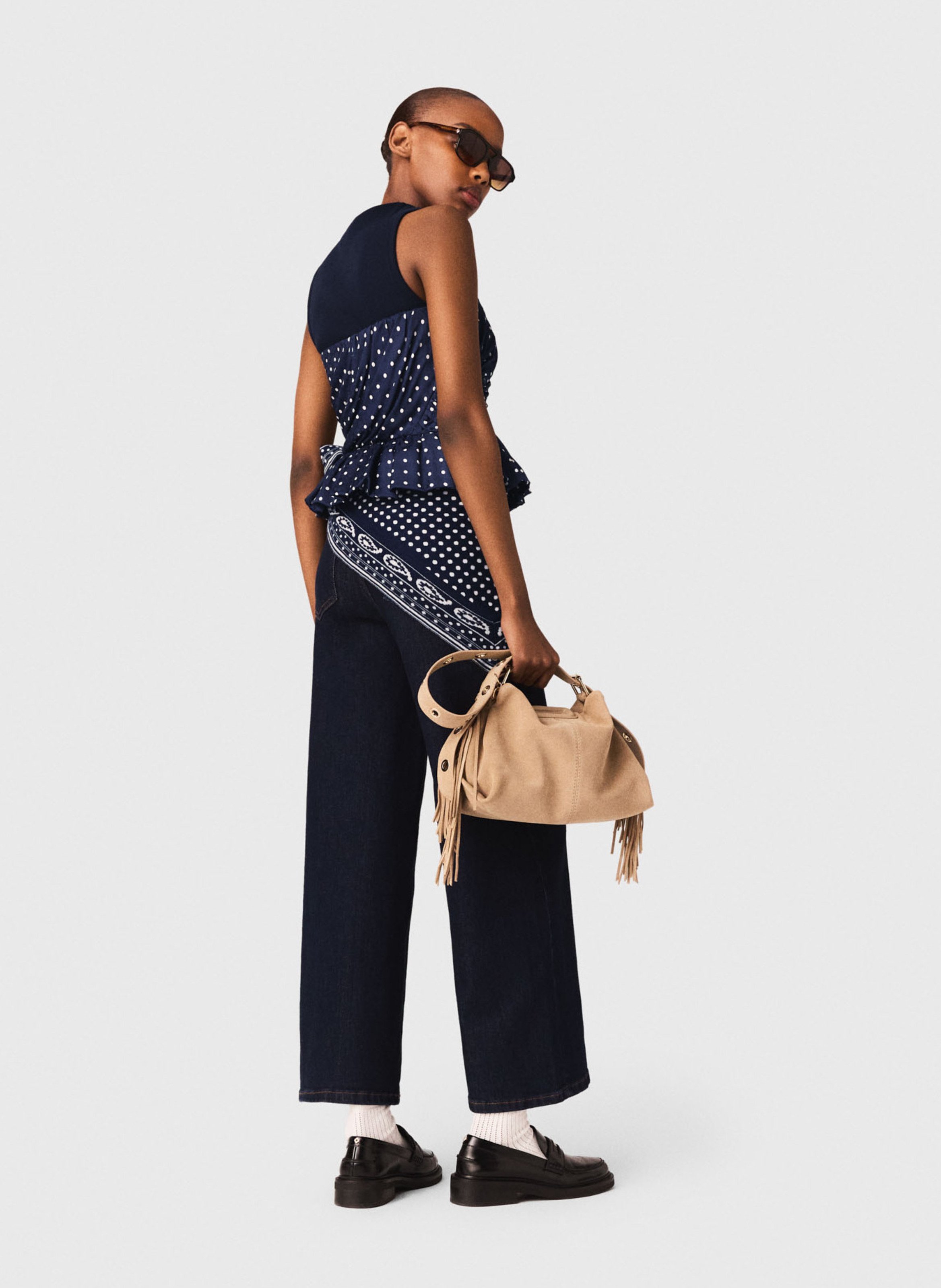 Top bustier met stippen MAJE Blauw