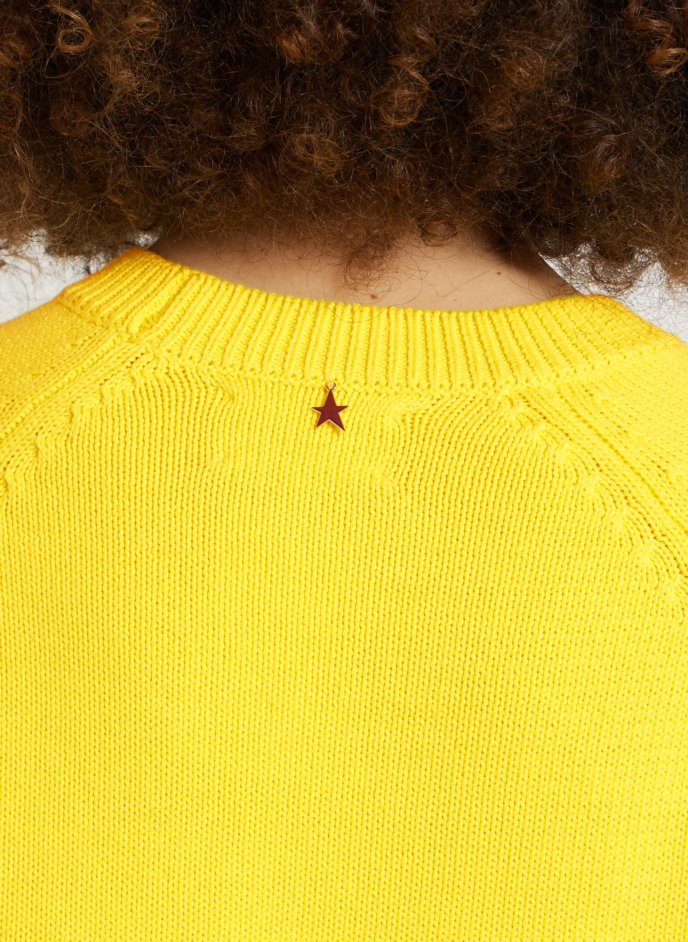 Straight cotton sweater with round neck SUD EXPRESS Yellow