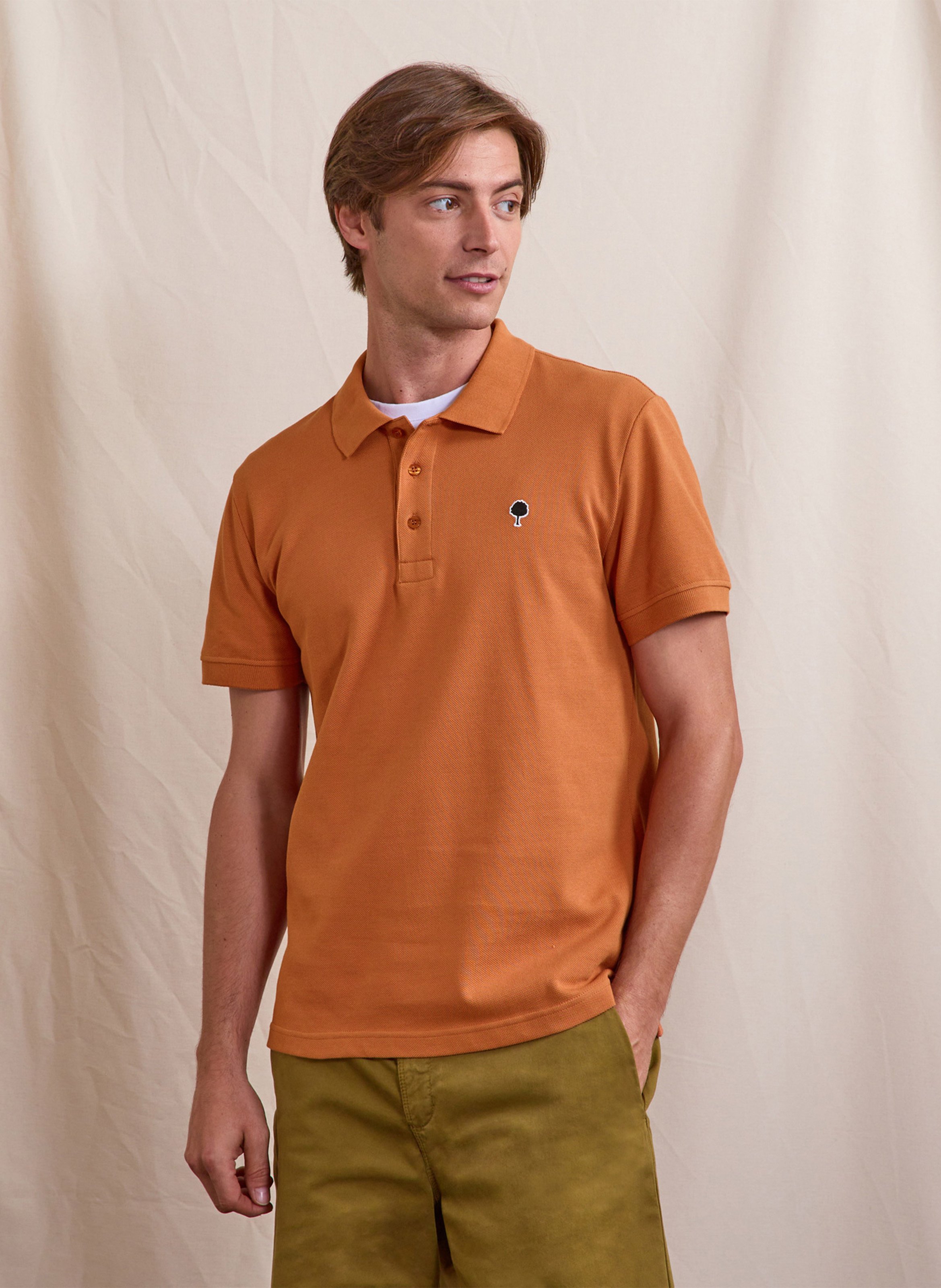 Polo mit geradem Schnitt aus bestickter Baumwolle FAGUO Rot