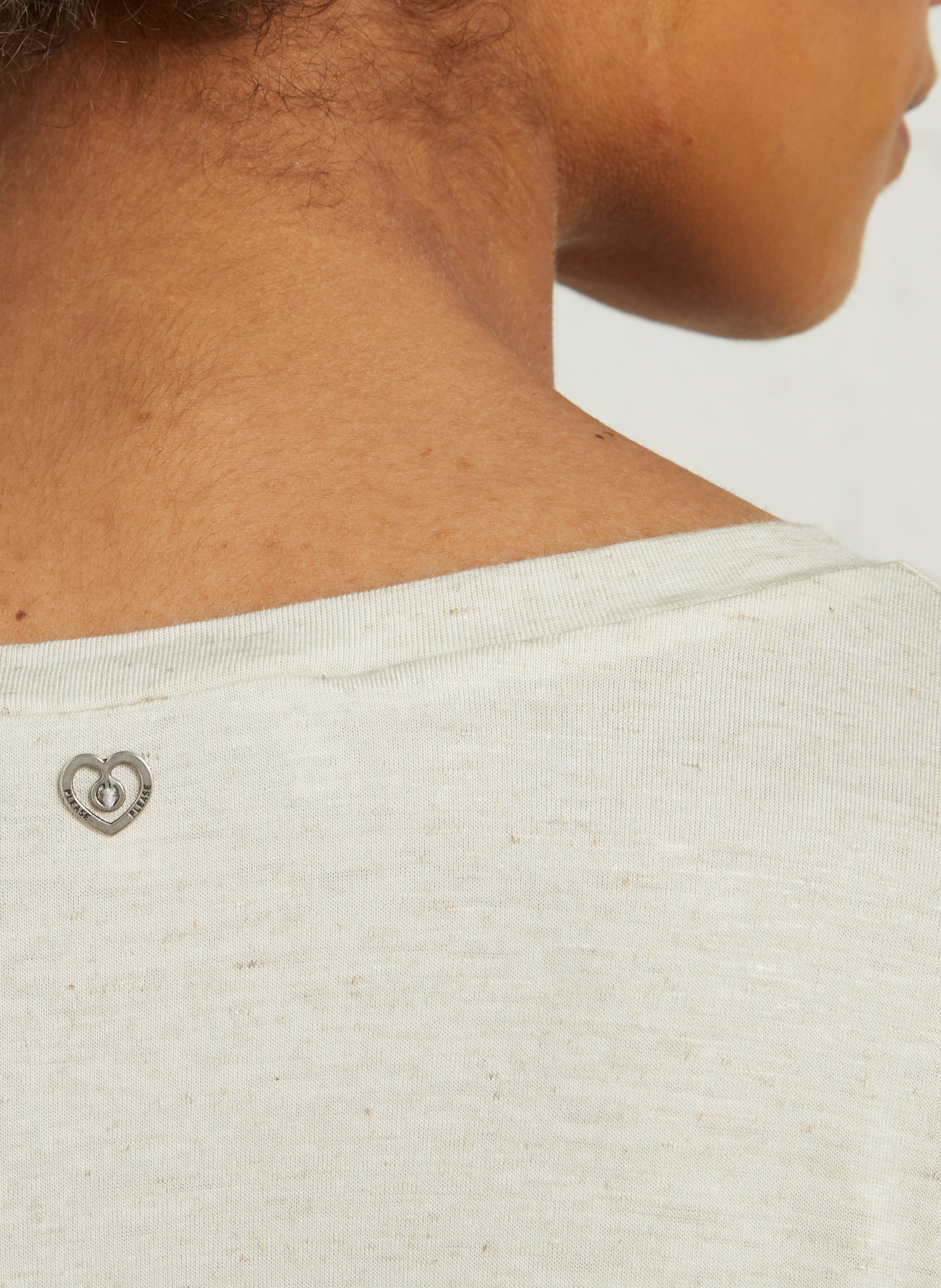 Tee-shirt oversize col rond PLEASE Beige