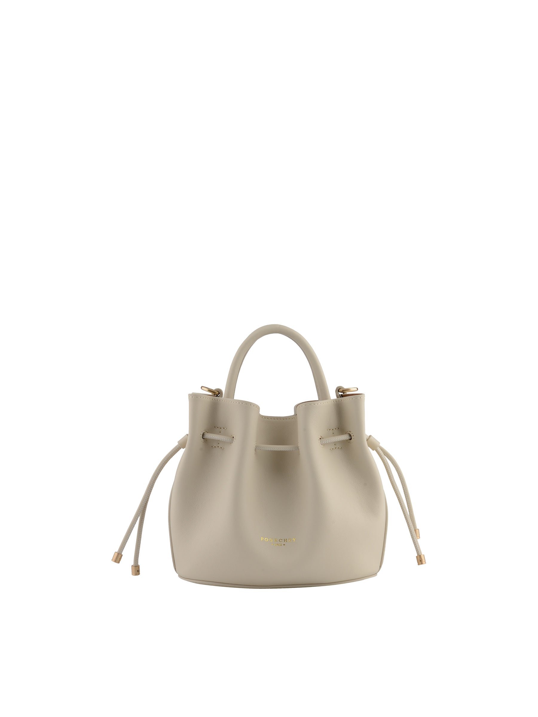 Calfskin leather handbag POURCHET Beige
