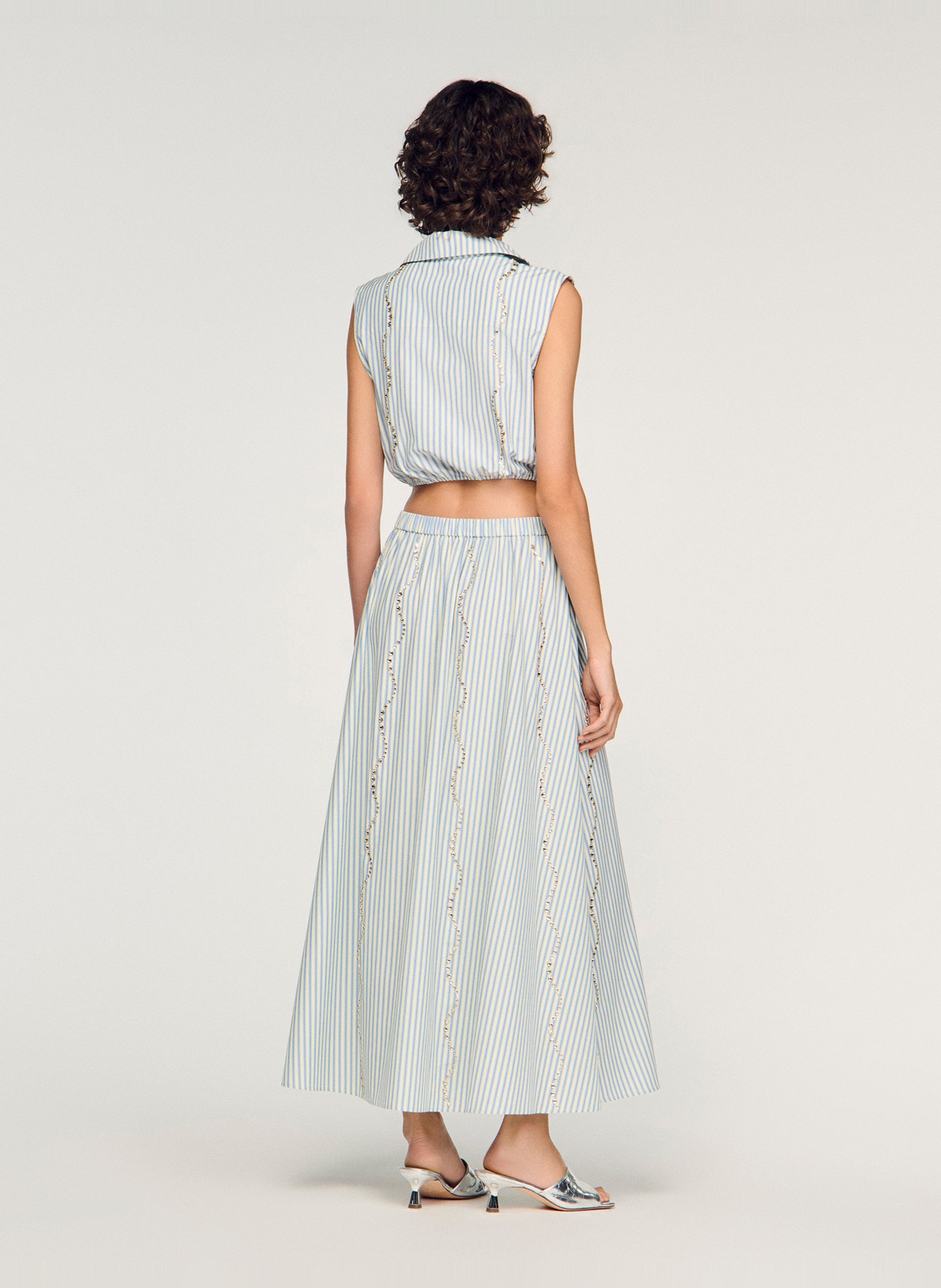 Rechte blouse met klassieke streepkraag SANDRO Blauw