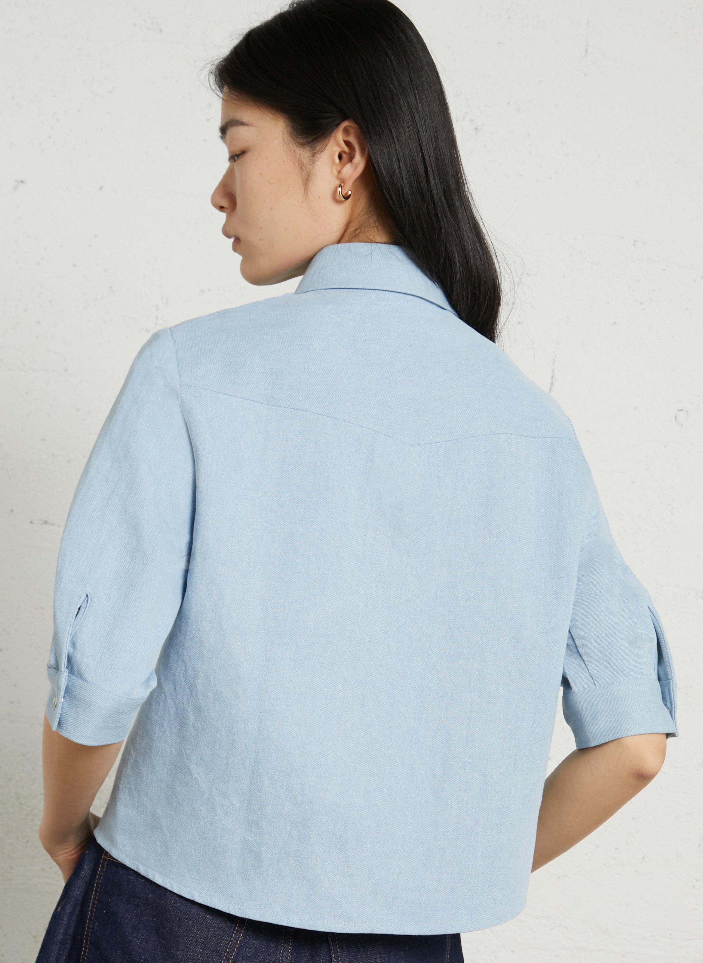 Cotton and linen oversized shirt SUZIE WINKLE Blue