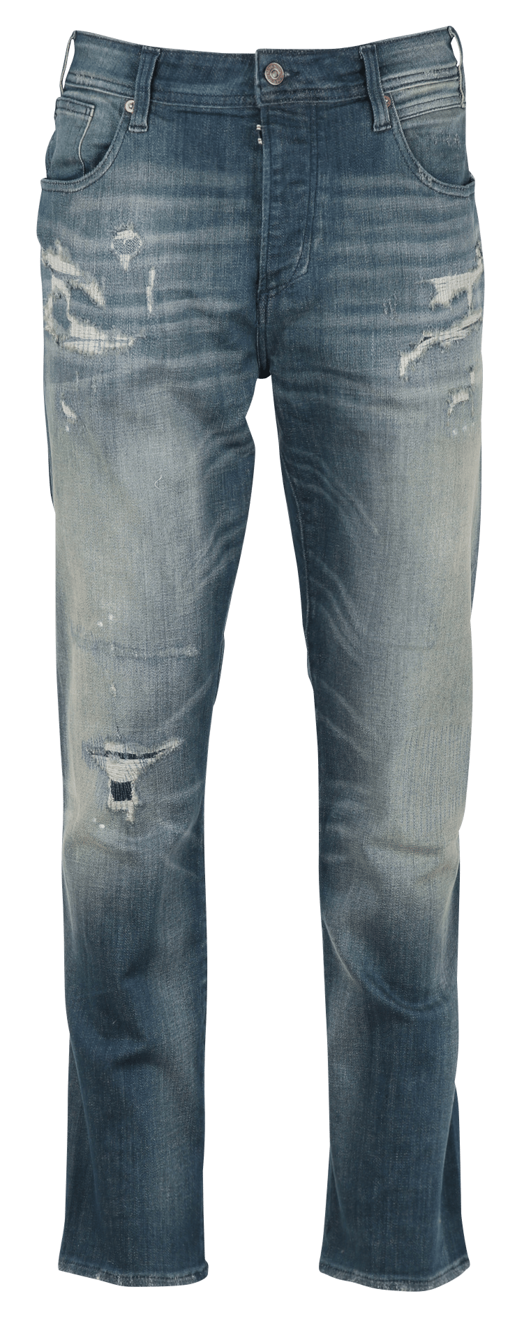 Jean droit troué en coton mélangé LE TEMPS DES CERISES Bleu