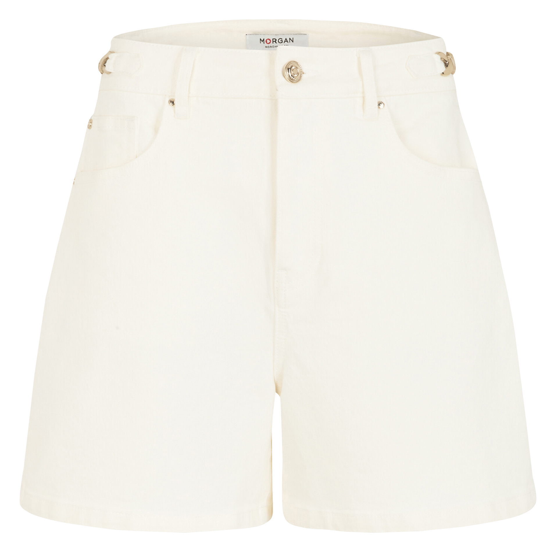 Short taille haute en denim uni MORGAN Blanc