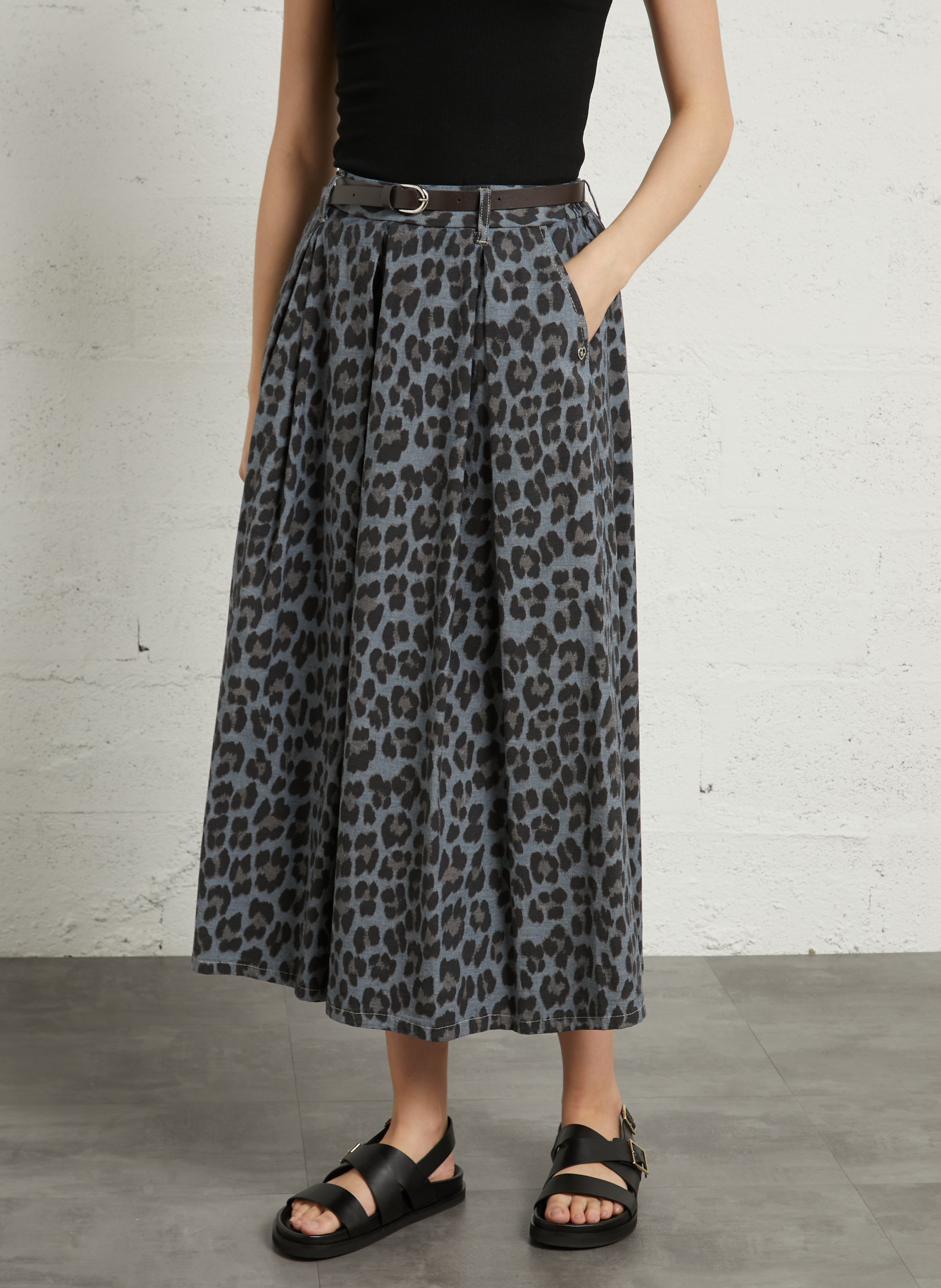 Midirock mit Leoparden-Print PLEASE Mehrfarbig