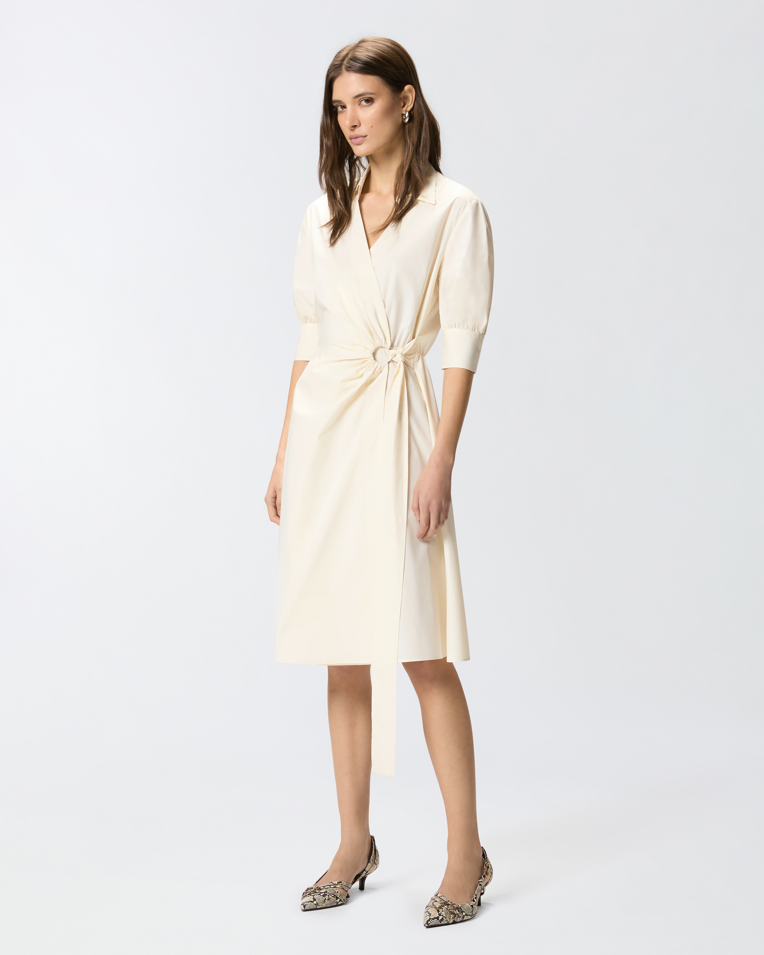 Robe midi portefeuille PINKO Beige