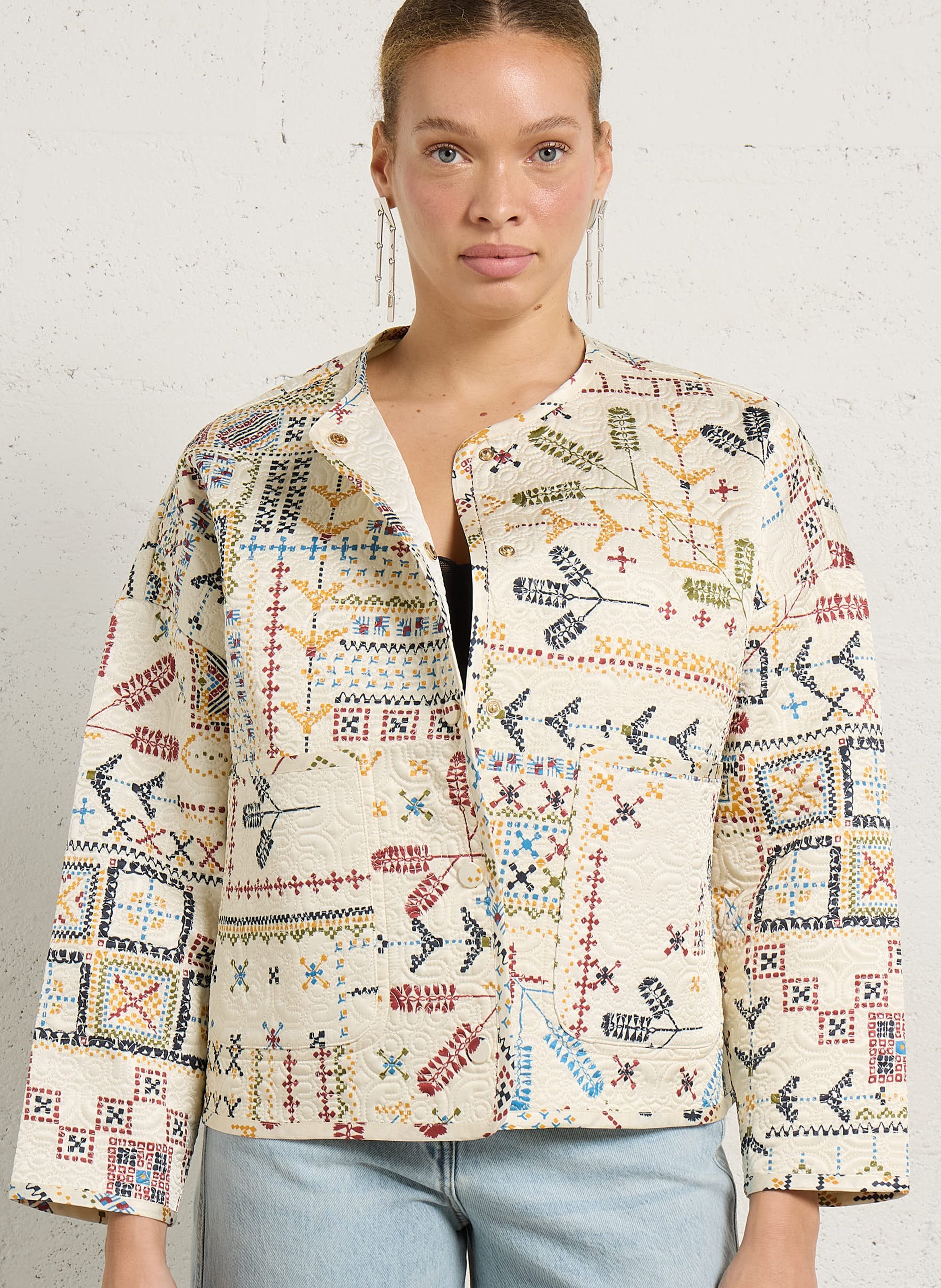 Veste droite col rond imprimé MOMONI Multicolore