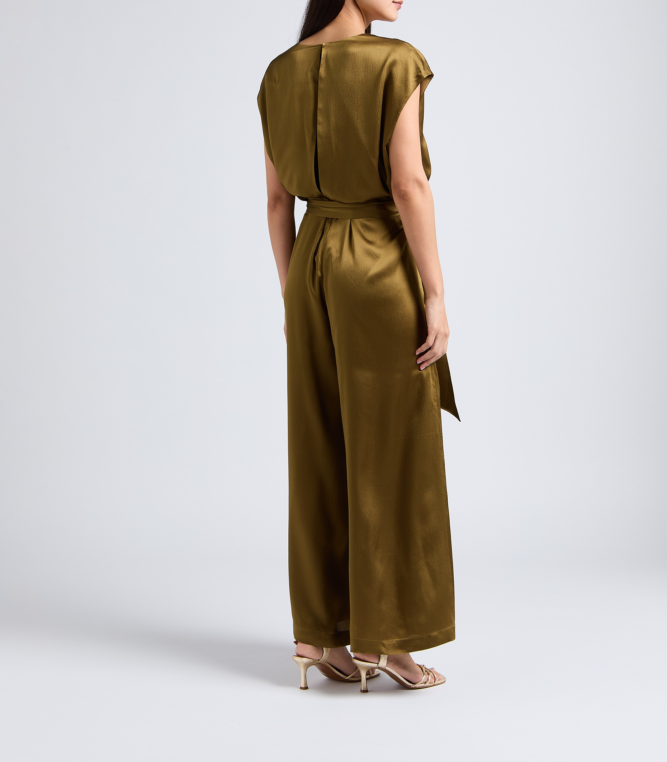 Combinaison pantalon large en soie KARMA KOMA Marron