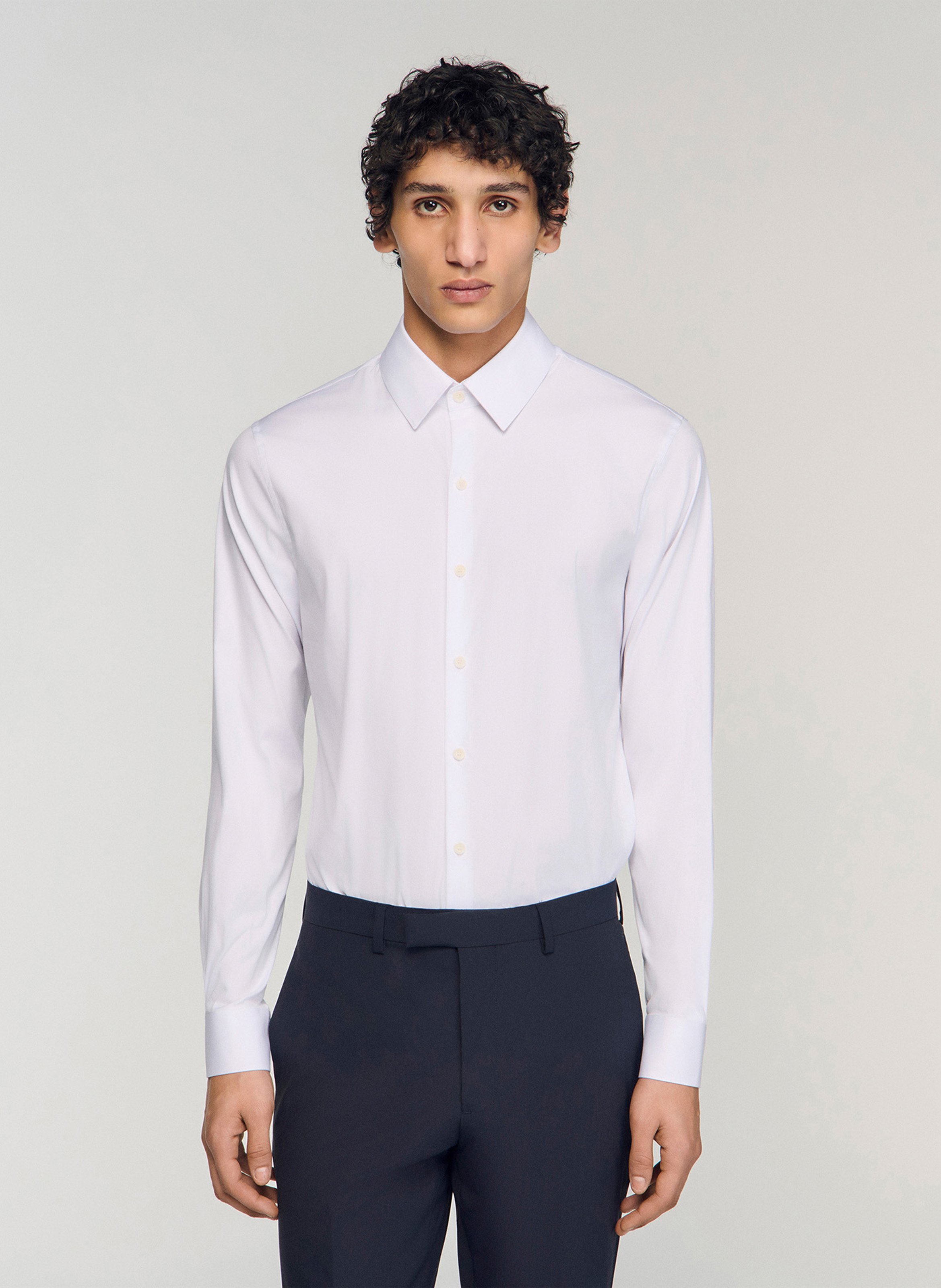 Straight-fit overhemd van katoenmix SANDRO