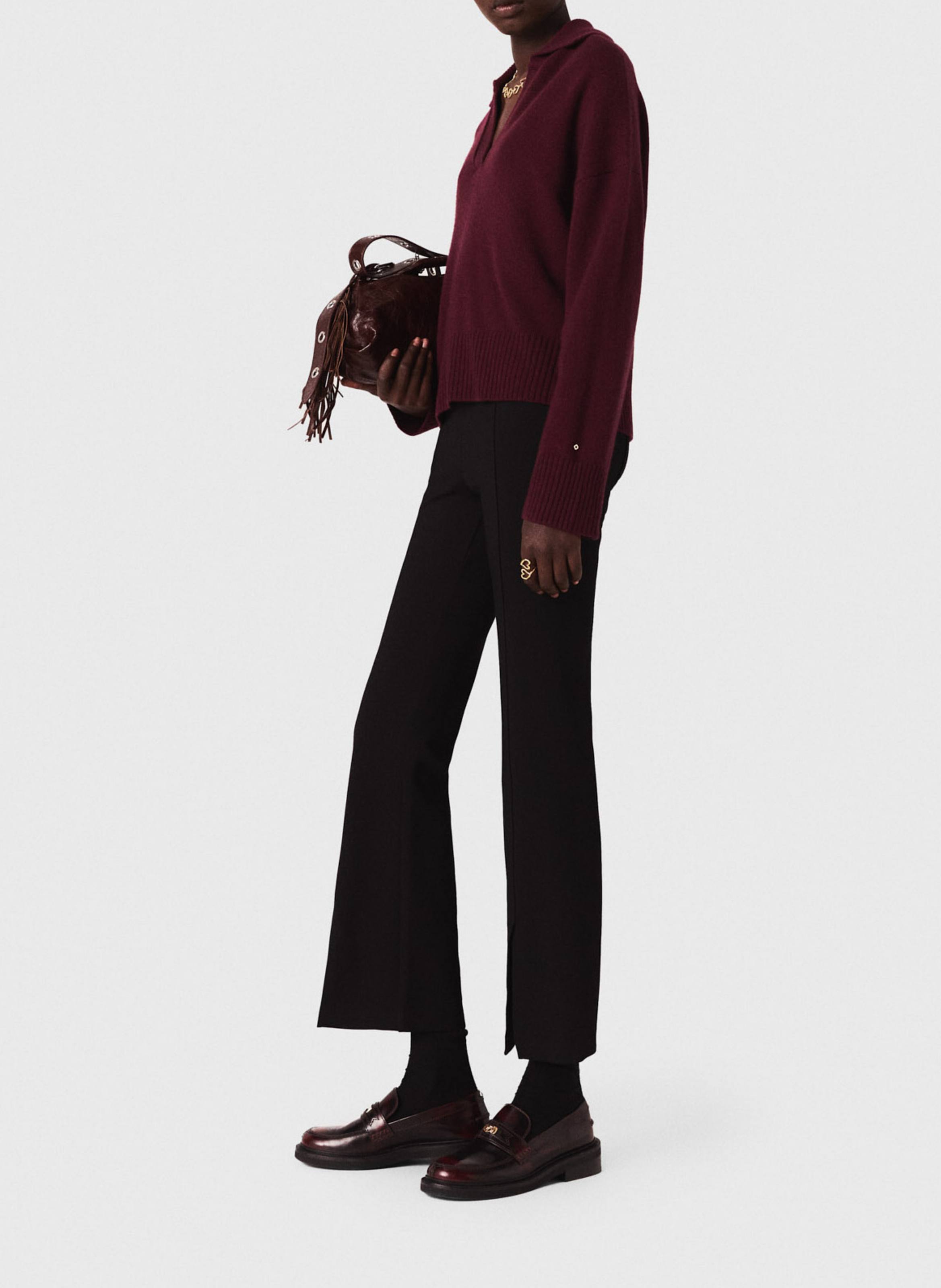 Flared split pants MAJE Black