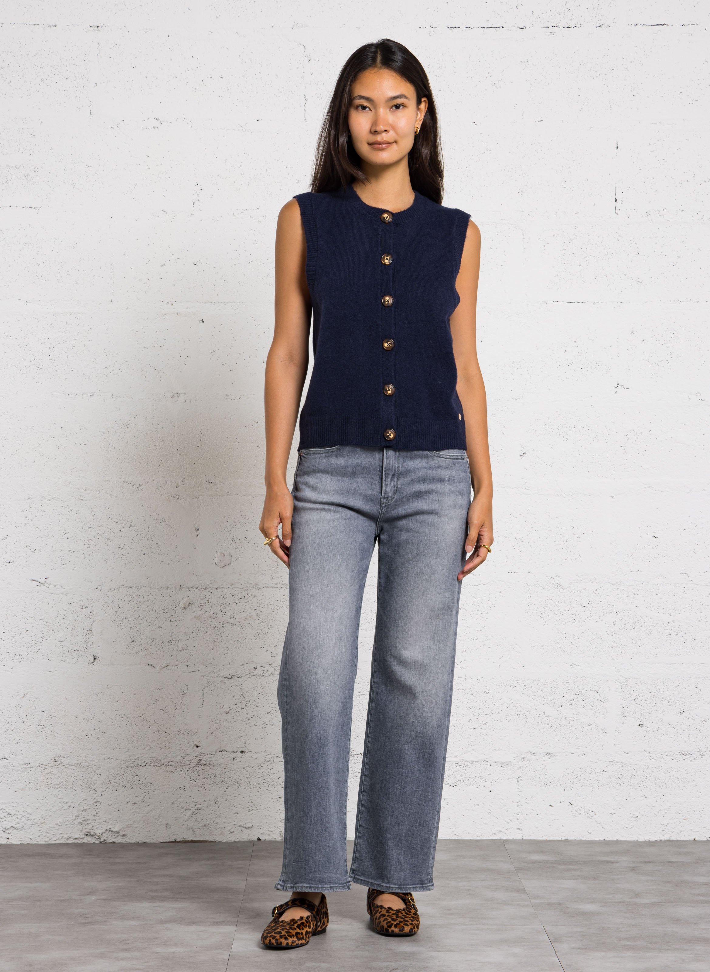 Gilet droit col rond LA PETITE ETOILE Bleu