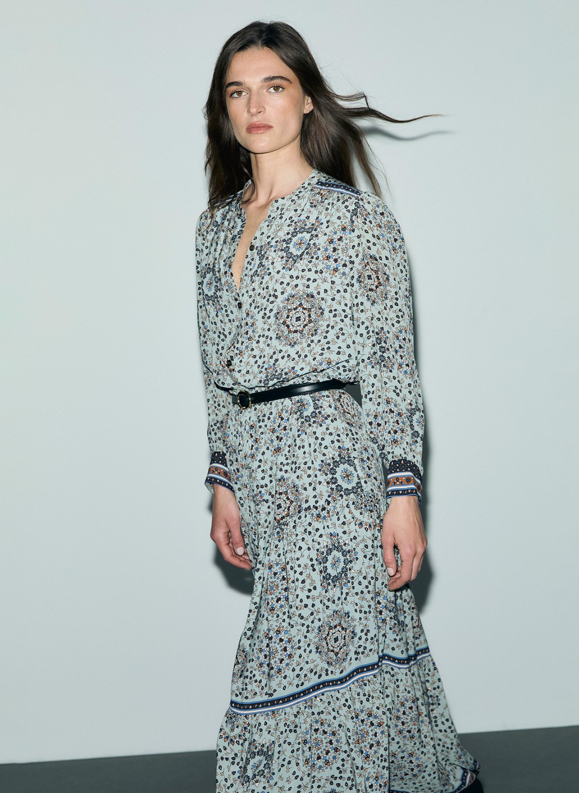 Long printed henley dress GERARD DAREL Blue
