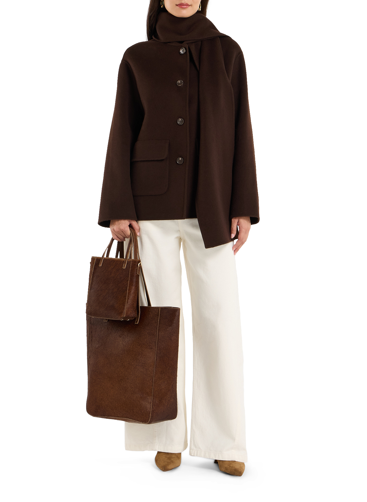 Leather tote bag Gab SAISON 1865 Brown