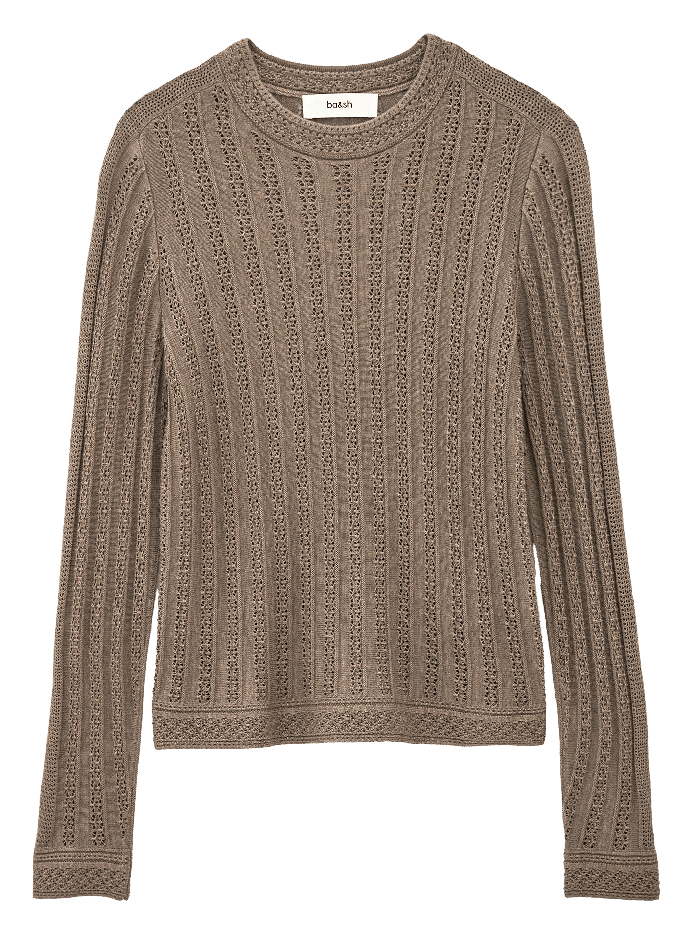 Gerade geschnittener Pullover aus Wollmix mit Rundhalsausschnitt BA&SH Beige