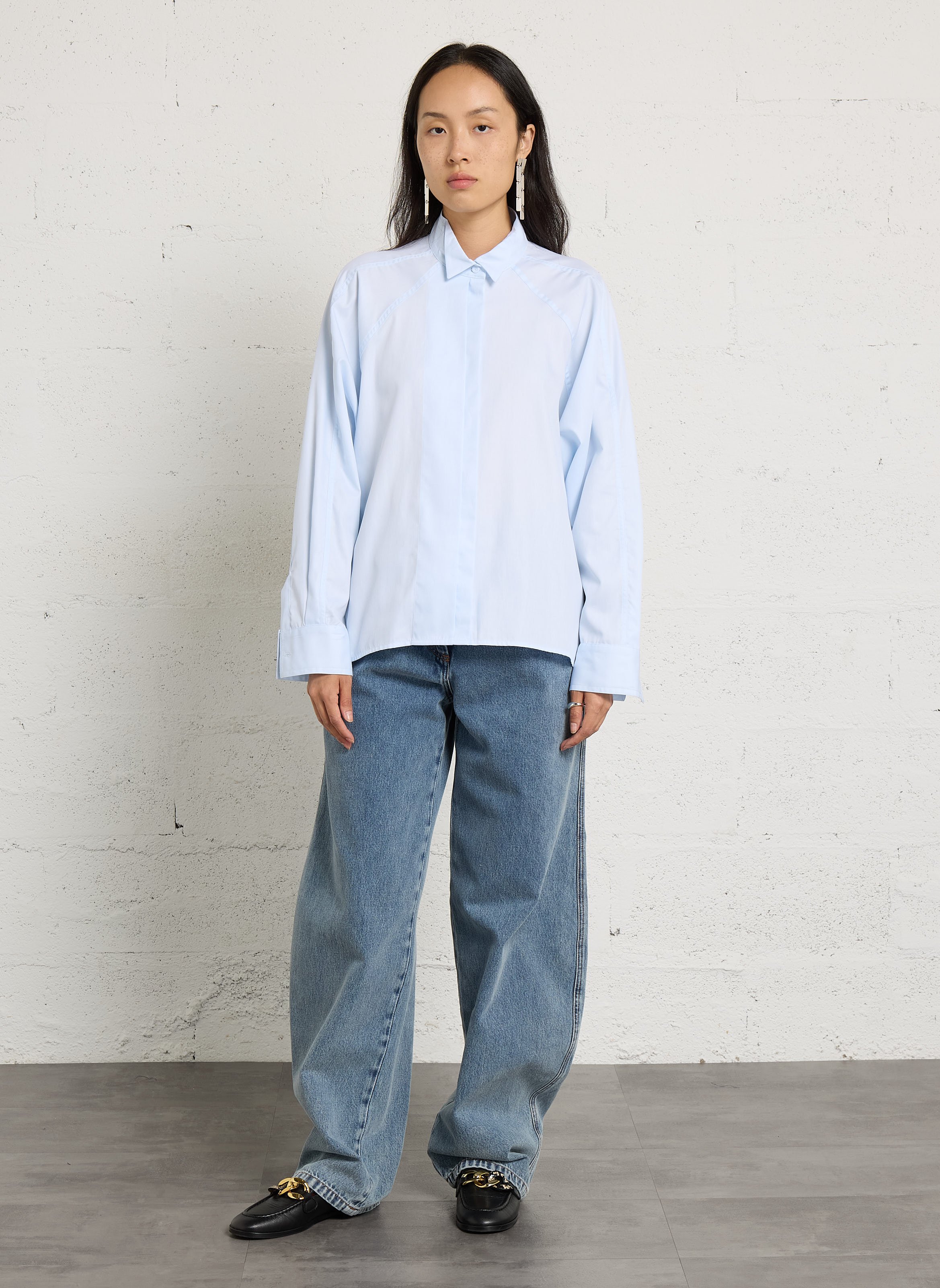 Katoenen mom-fit jeans met hoge taille MARGAUX LONNBERG Blauw