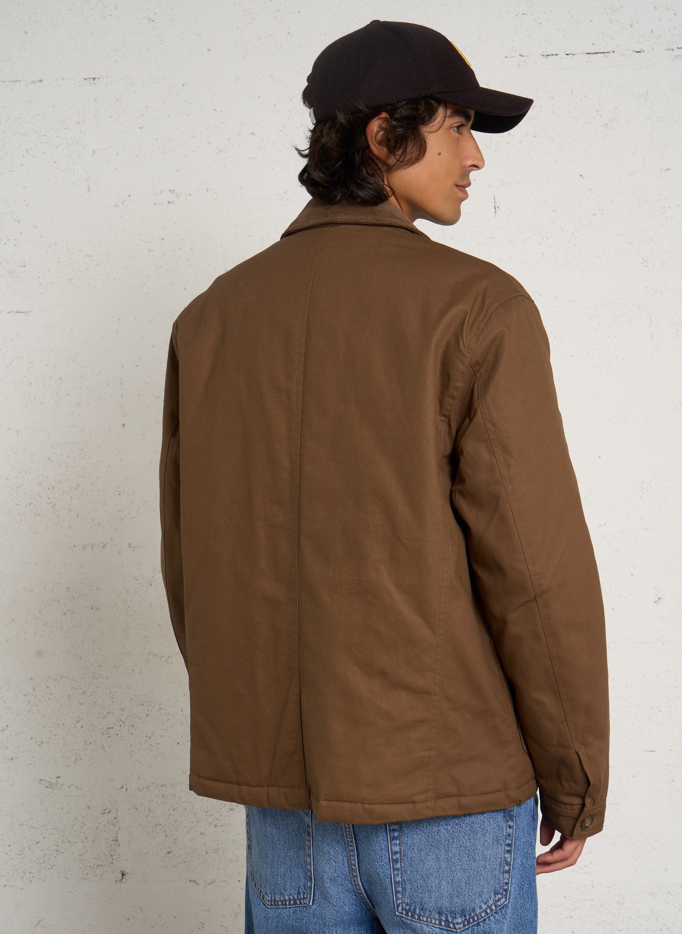 Straight cotton jacket with ribbed collar CASUAL FRIDAY Brown