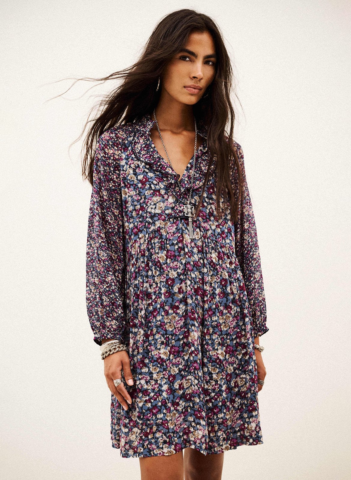Robe courte ample imprimée BA&SH Bleu