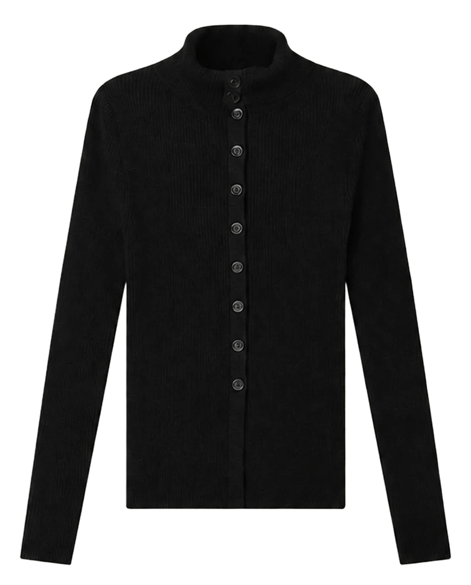 Getailleerd vest met opstaande kraag van geribbelde merinowol SESSUN Zwart