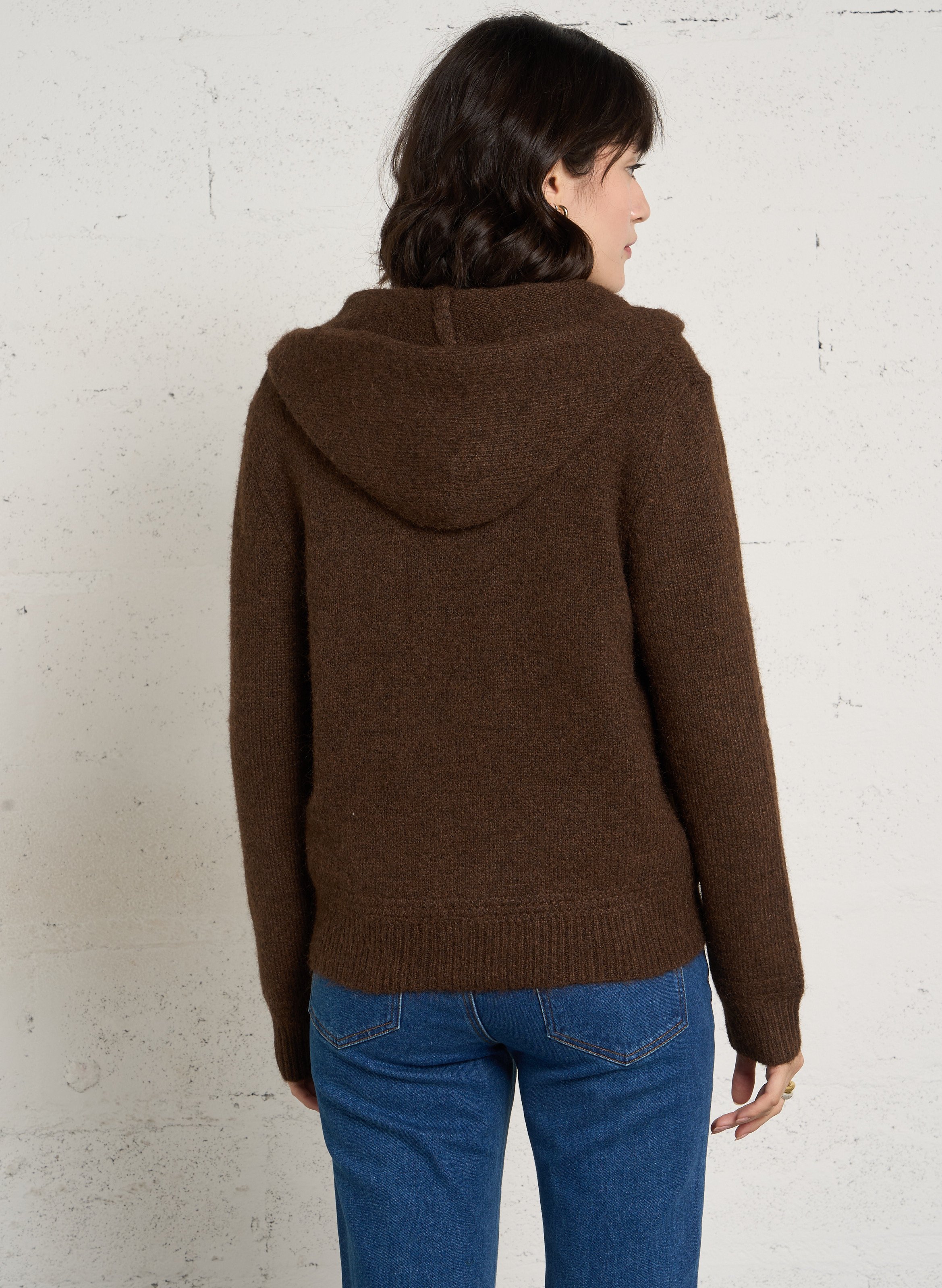 Gilet col capuche  LA PETITE ETOILE Marron