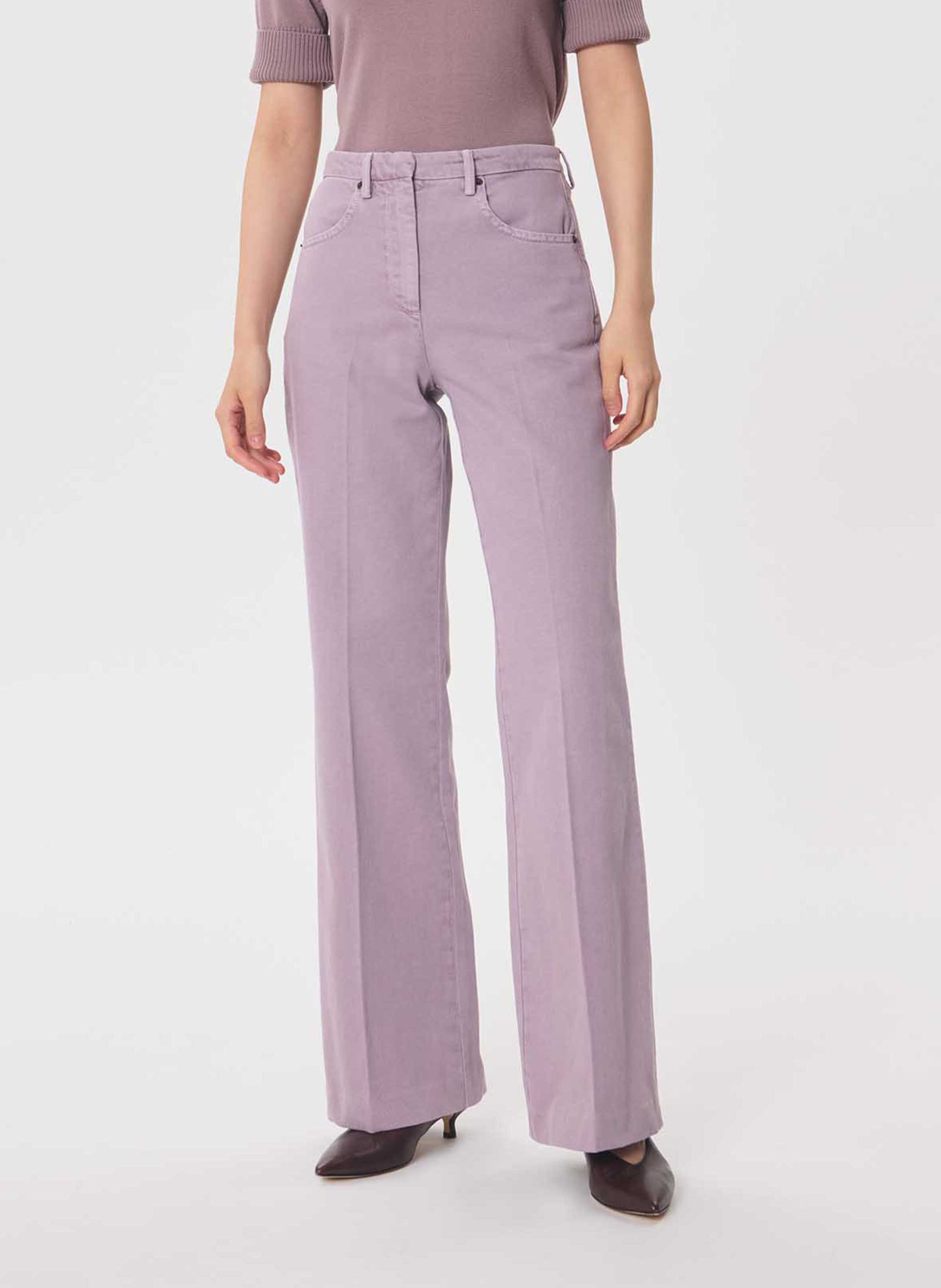 Einfarbige Straight-Jeans mit hohem Bund TARA JARMON Violett
