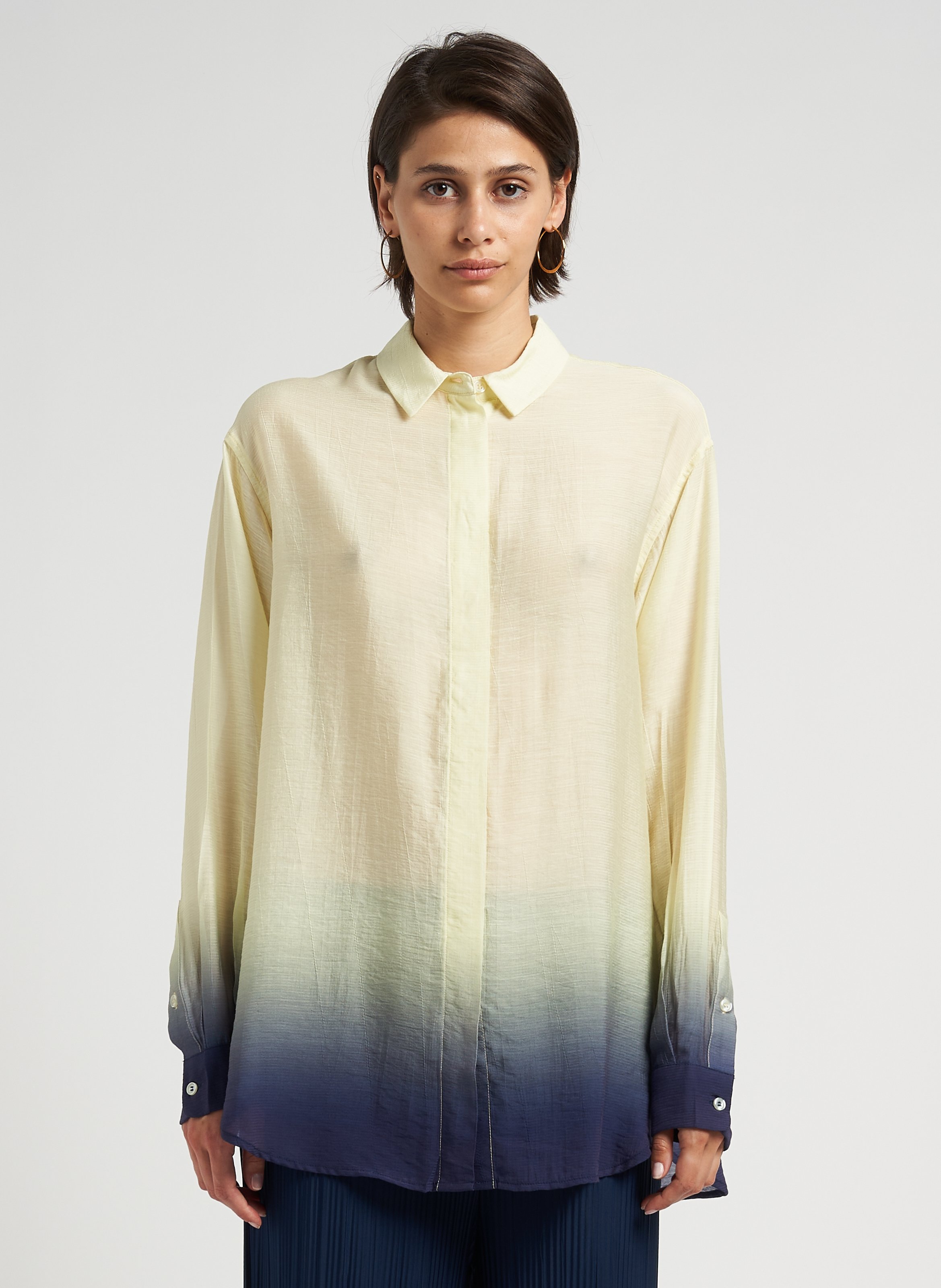 Oversized Printed Shirt With Classic Collar Lemon Ombre Samsoe