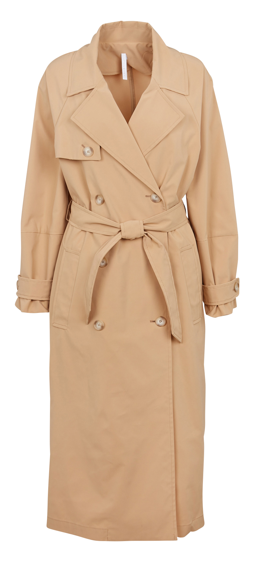 Lange, rechte trenchcoat met klassieke kraag en ceintuur IMPERIAL Beige