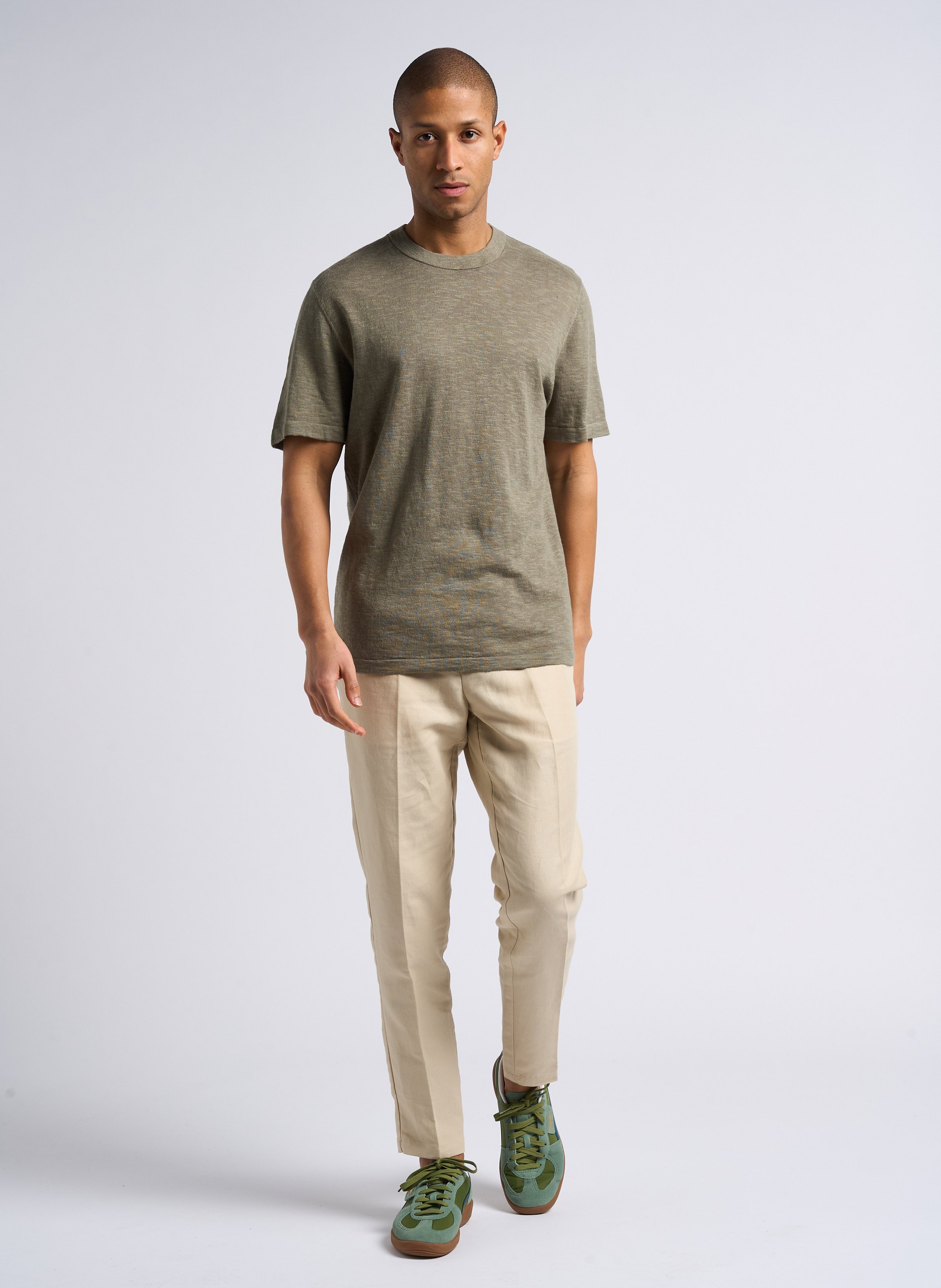 Tee-shirt droit col rond en coton mélangé SELECTED Gris