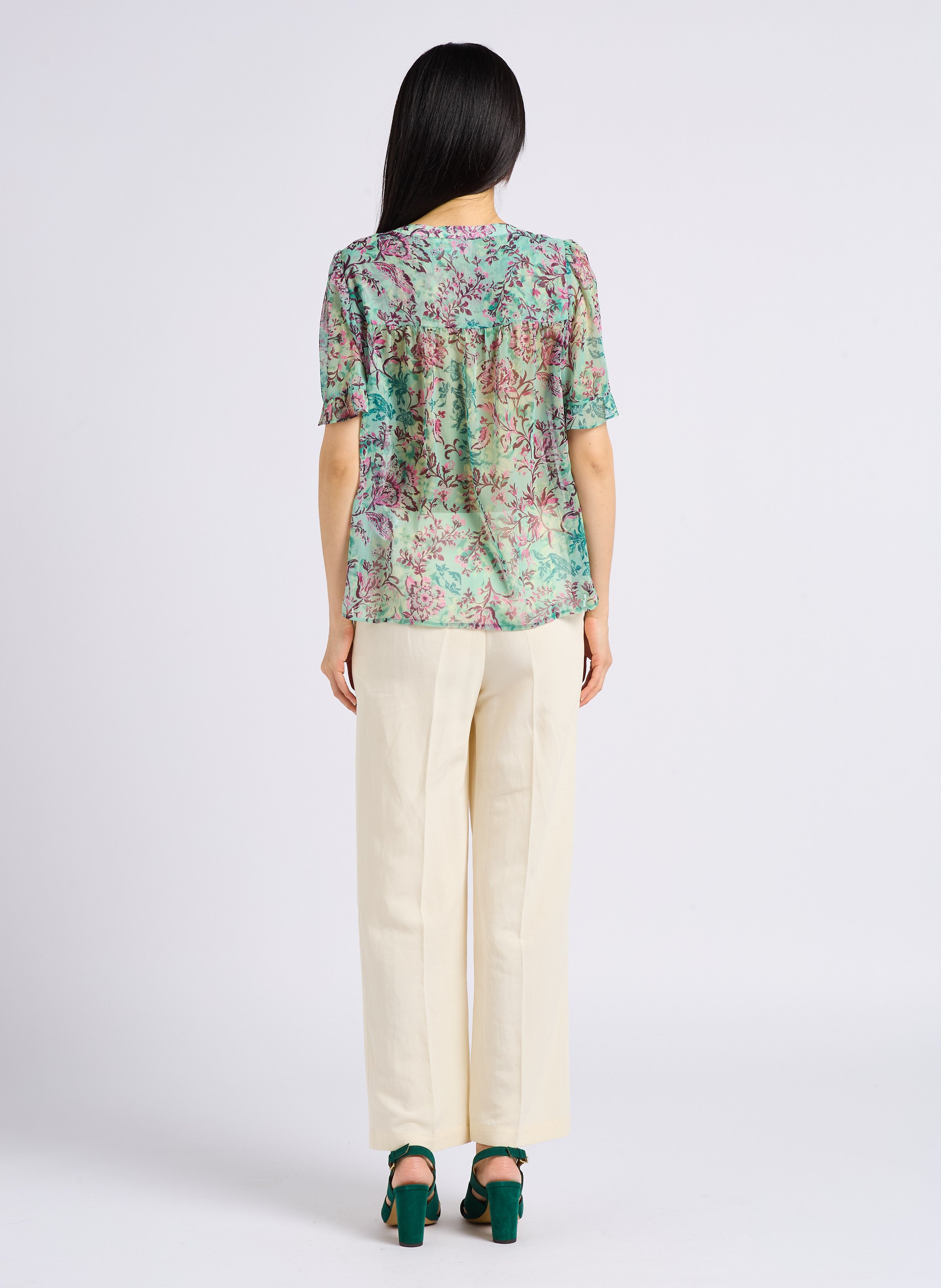 Sandaaltje van craqueléleer met hak RIVECOUR Groen