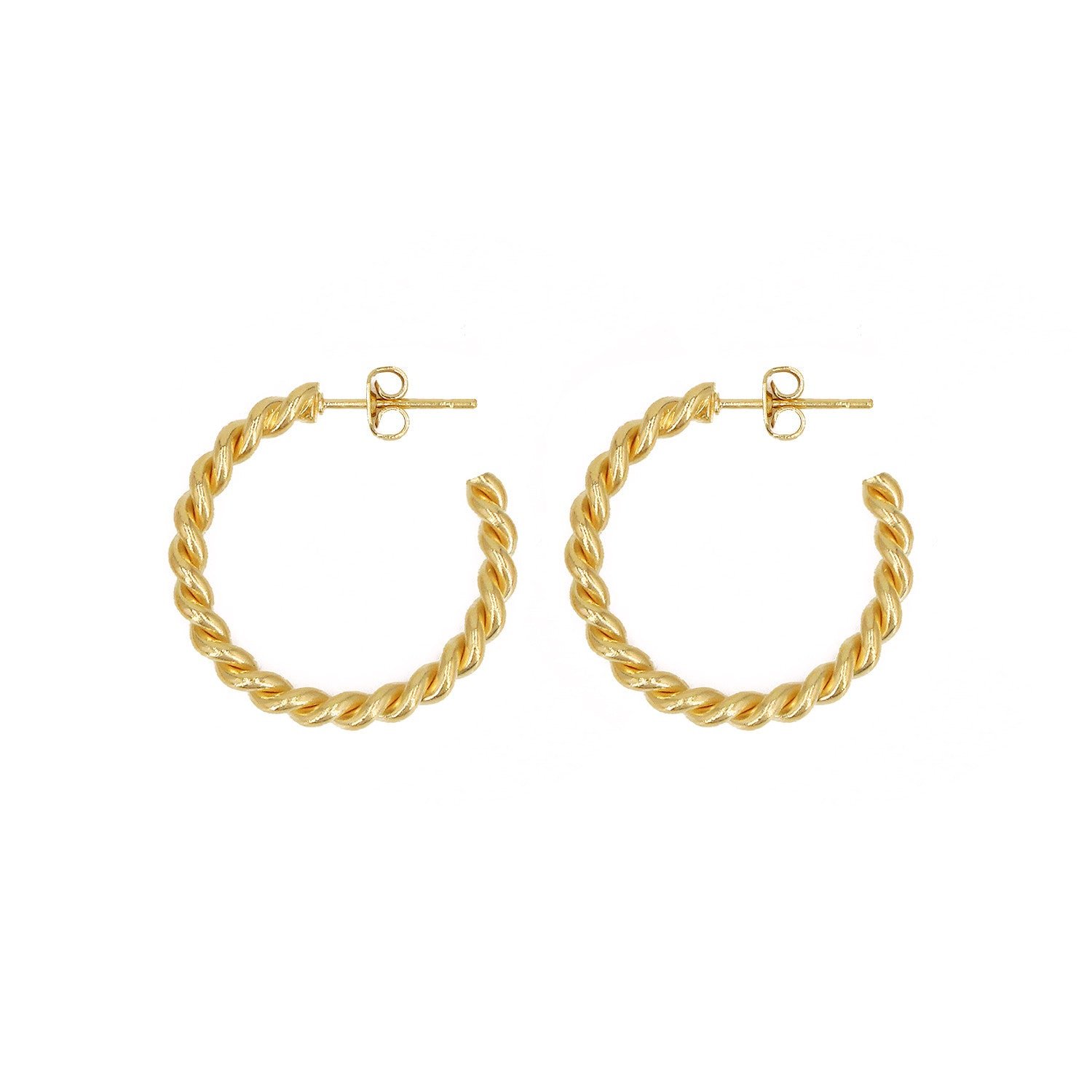 Twisted gold-plated hoop earrings NILAI Golden